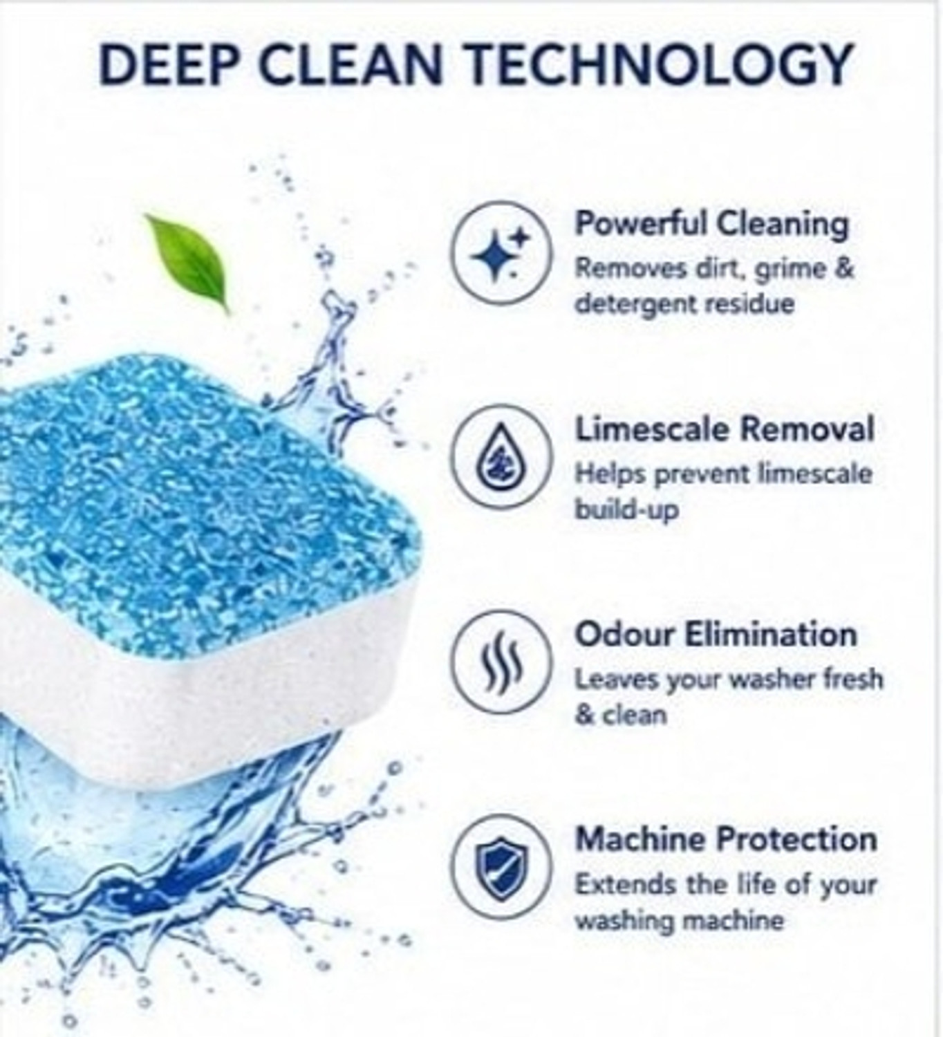 Image of Womeycare Womey care Deep Clean Washing Machine Cleaner Tablets - 12 Tablets Dishwash Bar