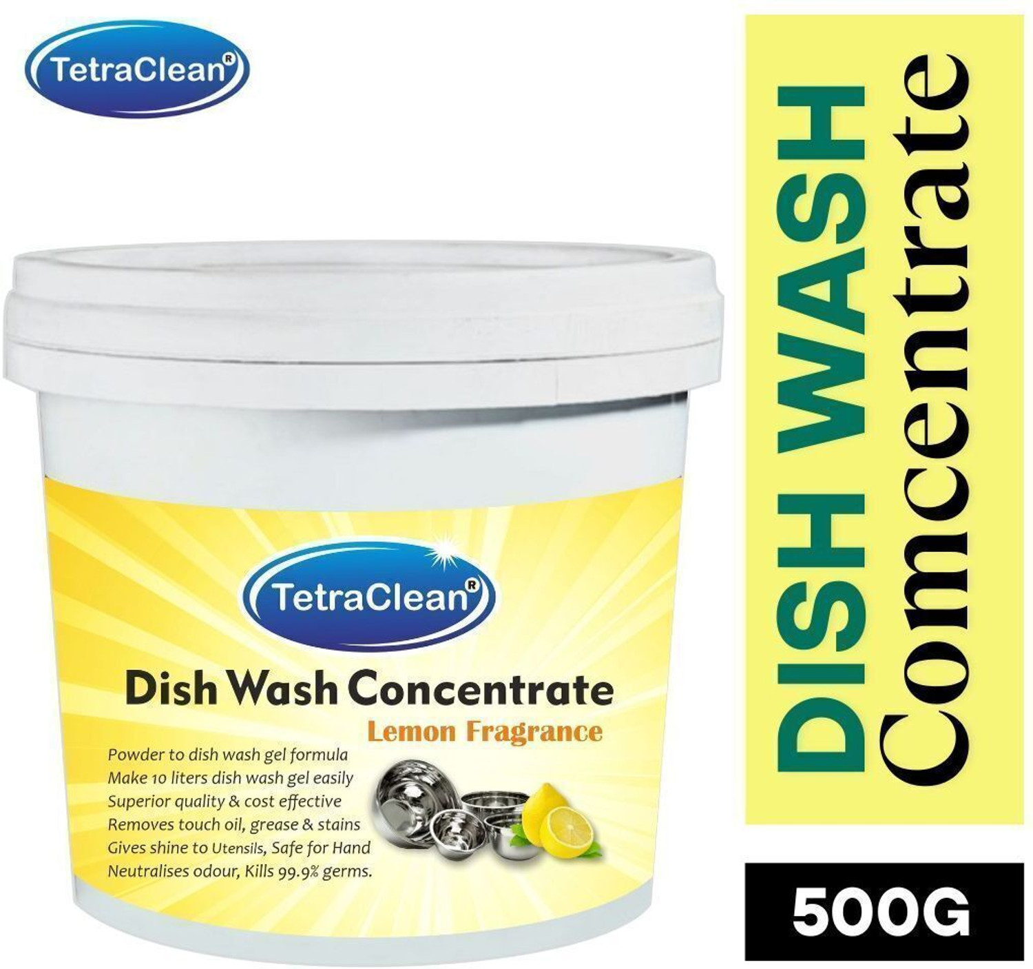 Image of TetraClean Dish Wash Concentrate Powder I Make 20L Dish Cleaning Gel Lemon Power Liquid Dishwash Bar
