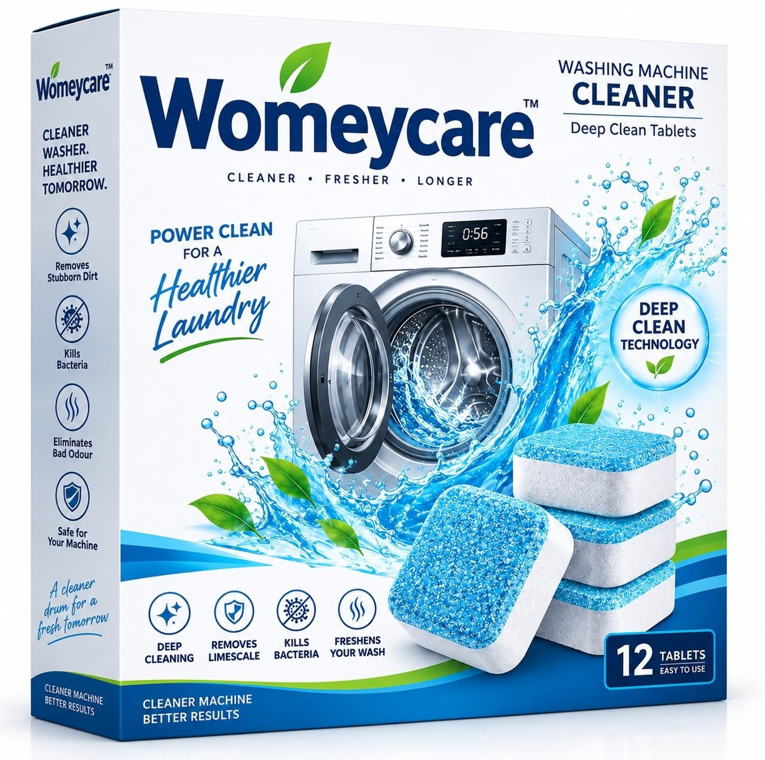 Image of Womeycare Womey care Deep Clean Washing Machine Cleaner Tablets - 12 Tablets Dishwash Bar