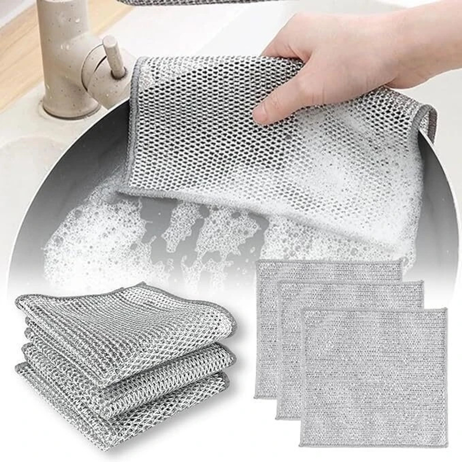 Image of Hitvik Multifunctional Wire Dishcloth, Steel Wire Dish Towel,Dishwashing Scrub Pad DN17 Dishwash Bar