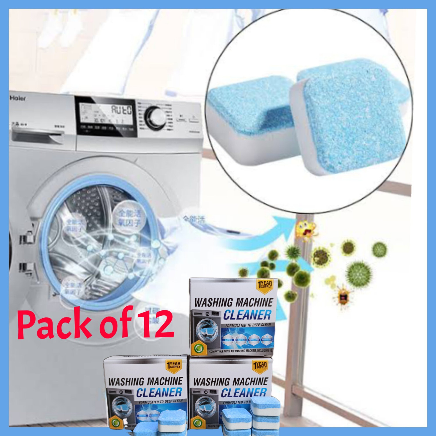 Image of Ankev Washing Machine Deep Cleaner Tablet for Washing machines Dishwash Bar