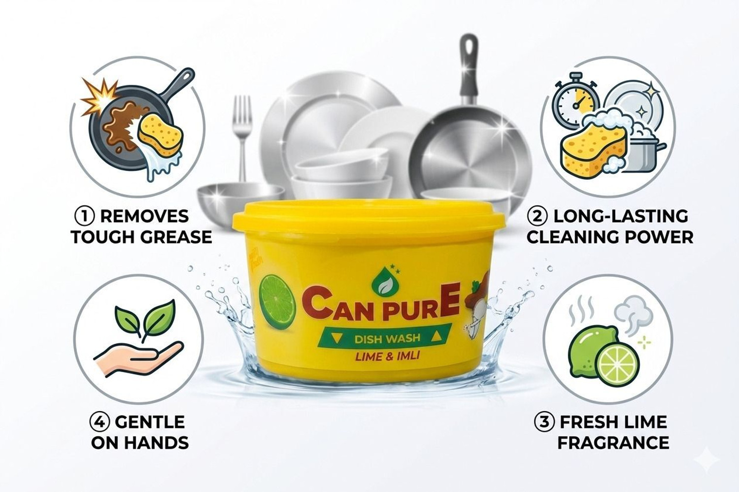 Image of The Soumi's Can Product Can Pure Dish Wash Lime & Imli Tub ( Pack of 6 ) Dishwash Bar