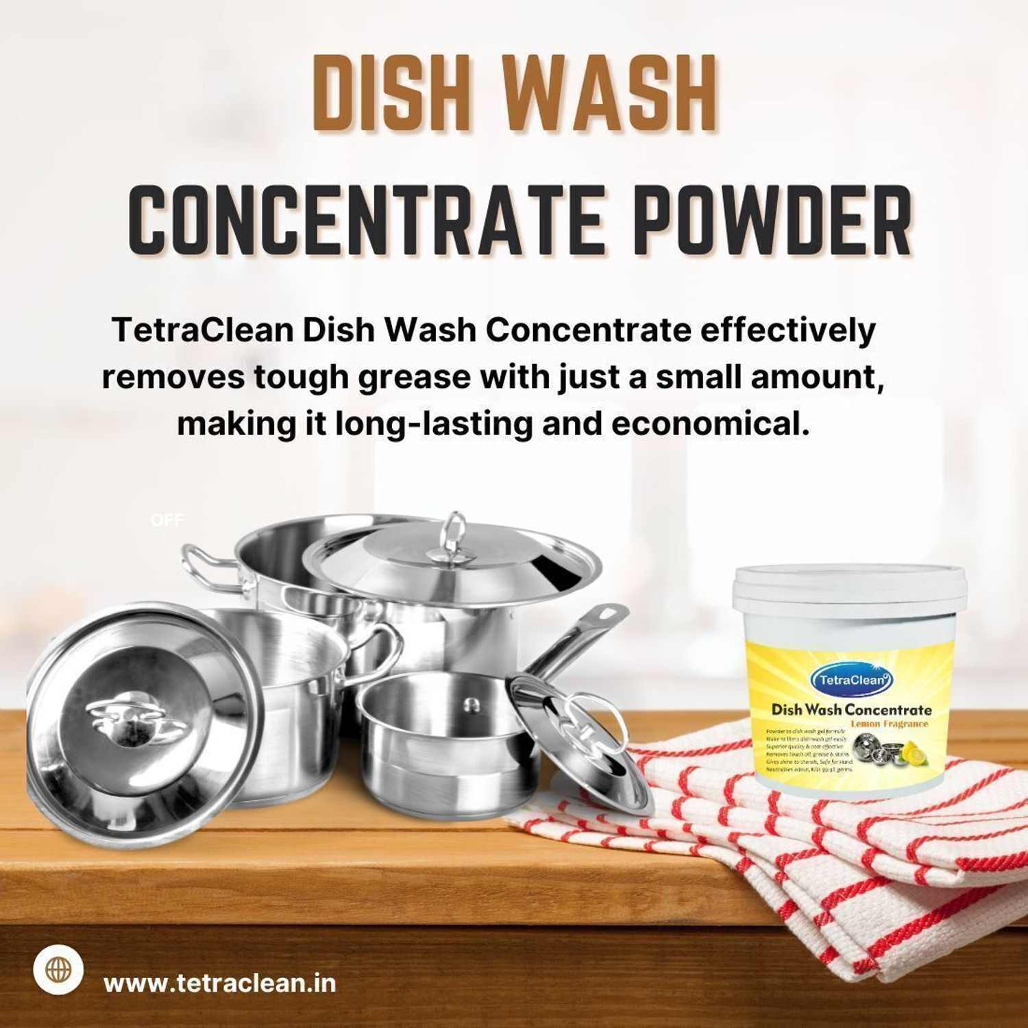 Image of TetraClean Dish Wash Concentrate Powder I Make 20L Dish Cleaning Gel Lemon Power Liquid Dishwash Bar