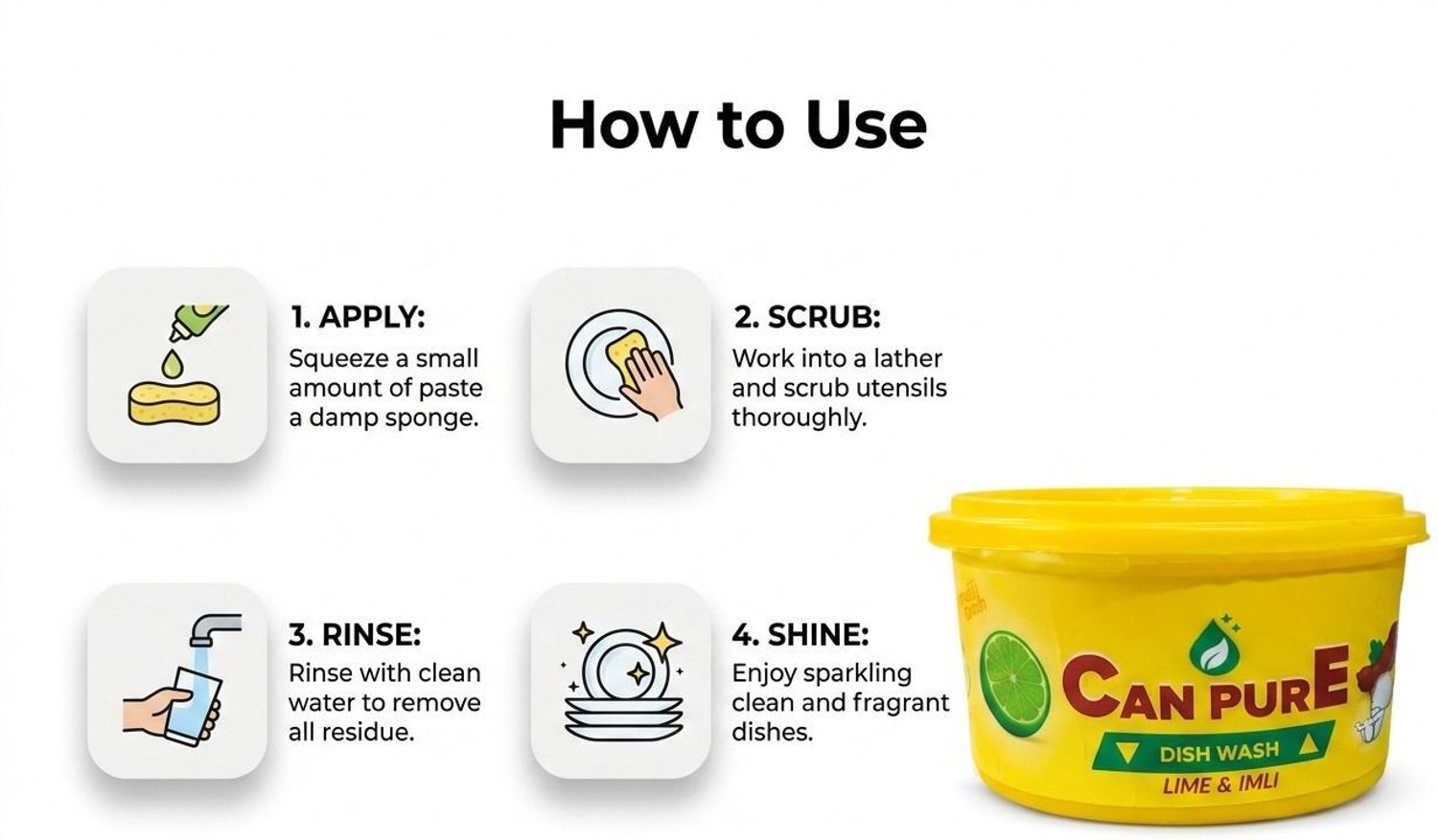 Image of The Soumi's Can Product Can Pure Dish Wash Lime & Imli Tub ( Pack of 6 ) Dishwash Bar