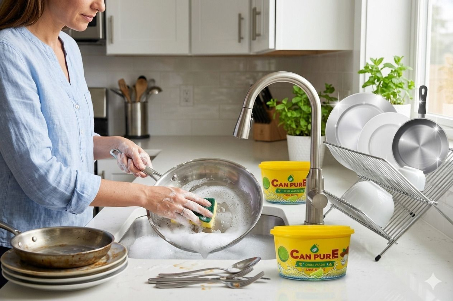 Image of The Soumi's Can Product Can Pure Dish Wash Lime & Imli Tub ( Pack of 6 ) Dishwash Bar