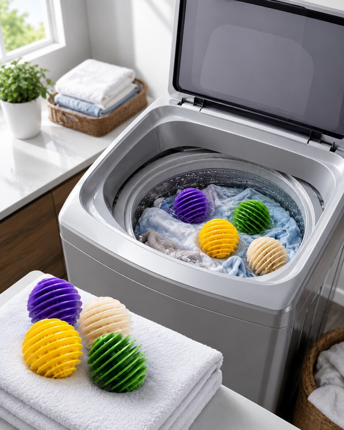 Image of Velkare Heavy Duty Laundry Balls Help Remove Hair Lint And Dust During Machine Washing Dishwash Bar