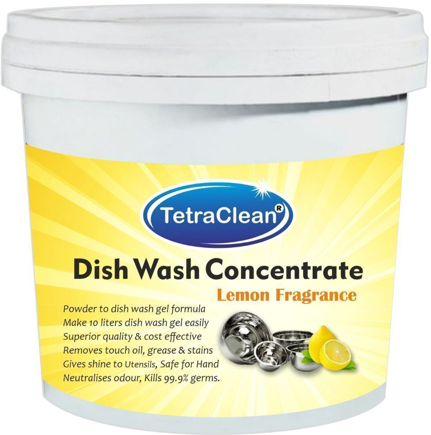 Image of TetraClean Dish Wash Concentrate Powder I Make 20L Dish Cleaning Gel Lemon Power Liquid Dishwash Bar