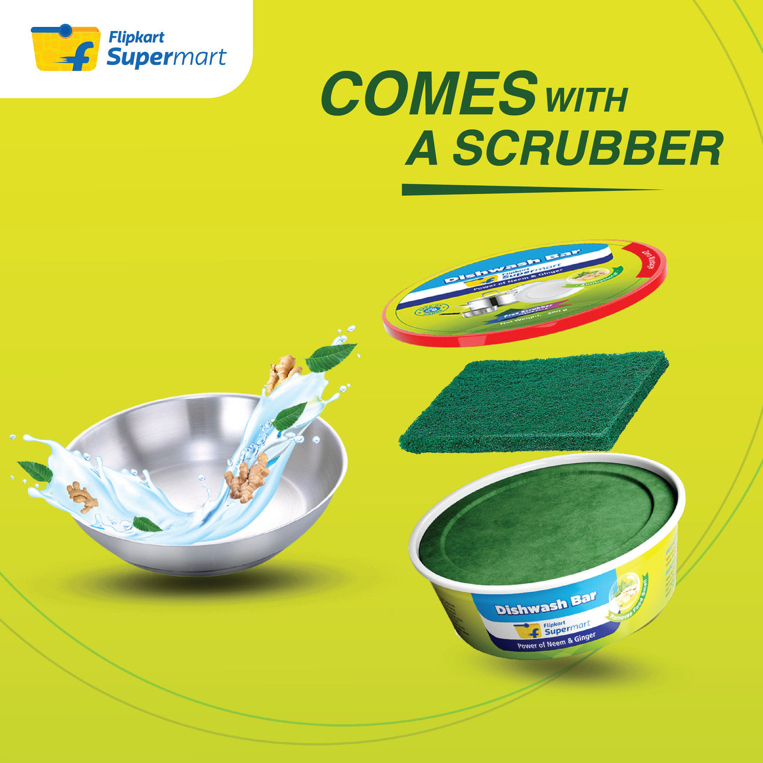 Image of Flipkart Supermart Power of Neem & Ginger Dishwash Bar