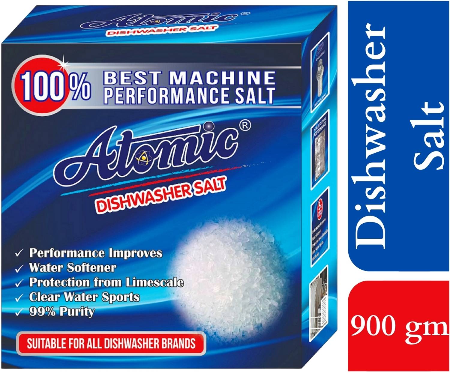 ATOMIC Salt For Dishwasher 900 gm | Softens Hard Water Dishwashing Detergent
