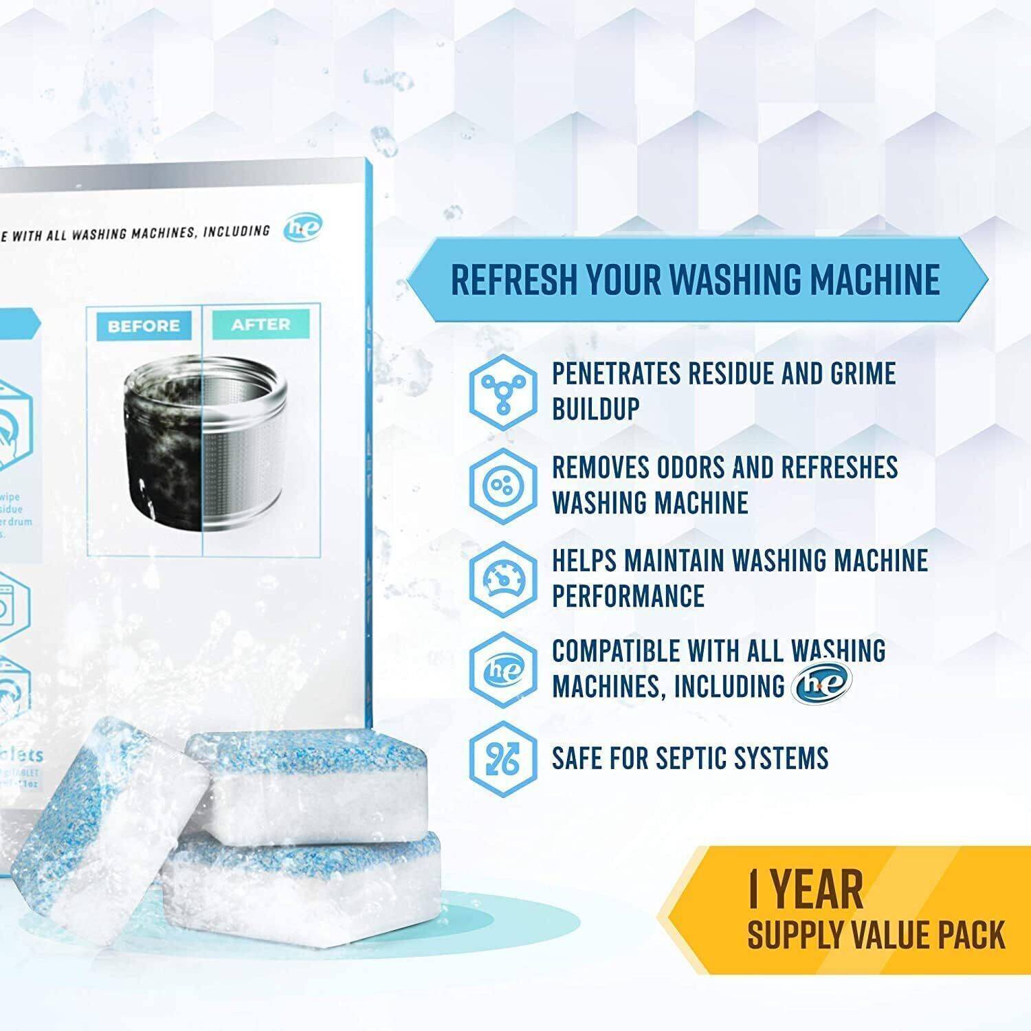 Washing Tablet Multipurpose Washing Machine Drum Cleaner for Top and Front Load Dishwashing Detergent - Image 4