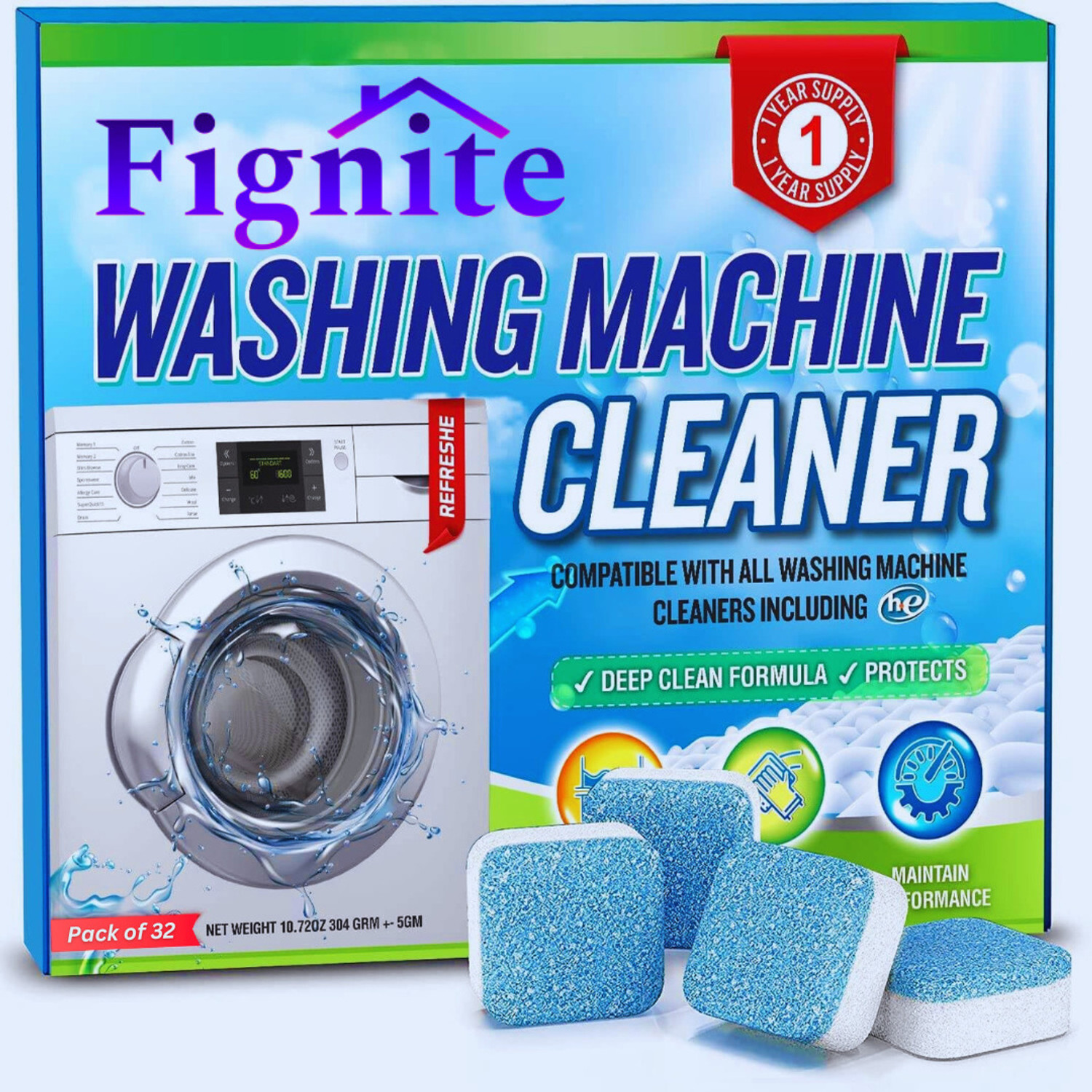 Image of Fignite Eco-Friendly Washing Machine Drum-Tub Ultimate Cleaning Dishwashing Detergent
