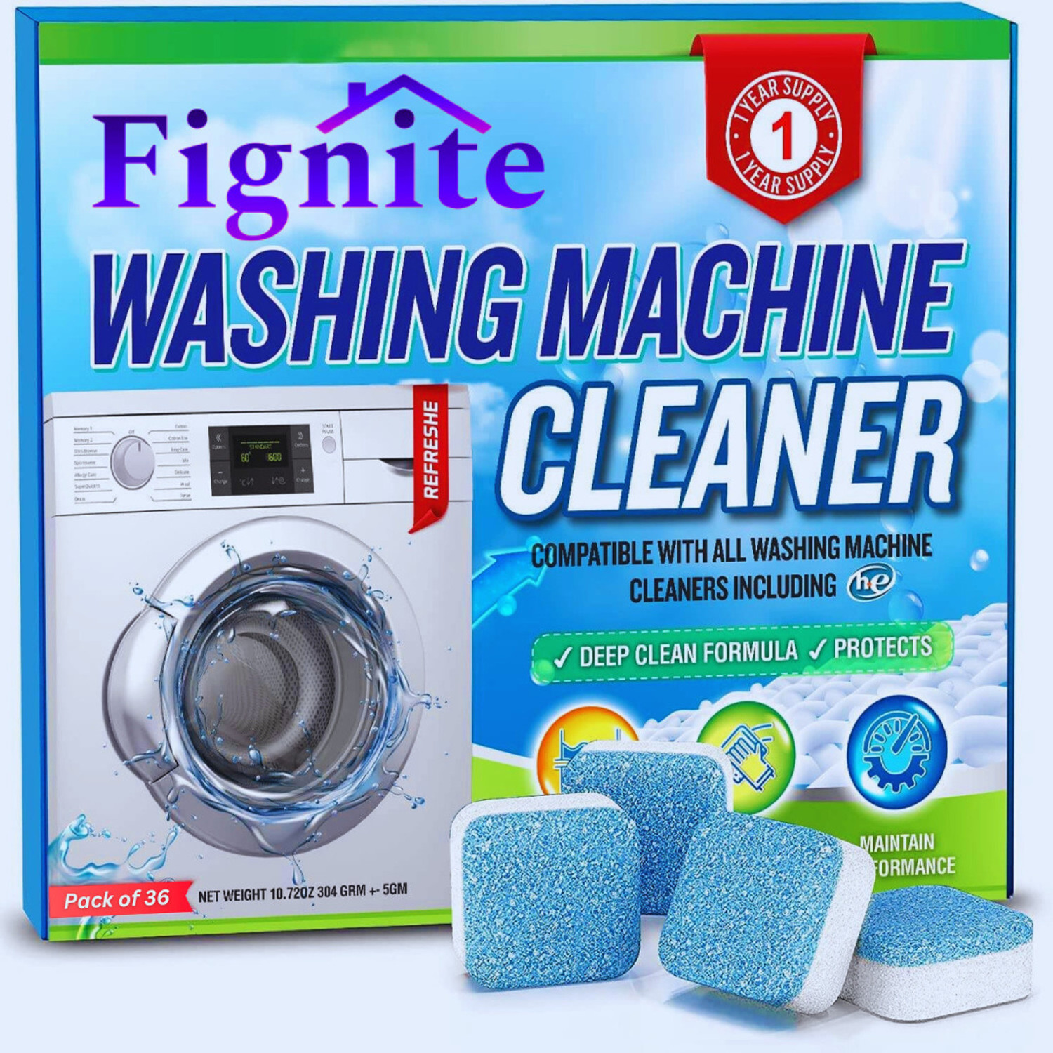 Image of Fignite Eco-Friendly Washing Machine Drum-Tub Ultimate Cleaning Dishwashing Detergent