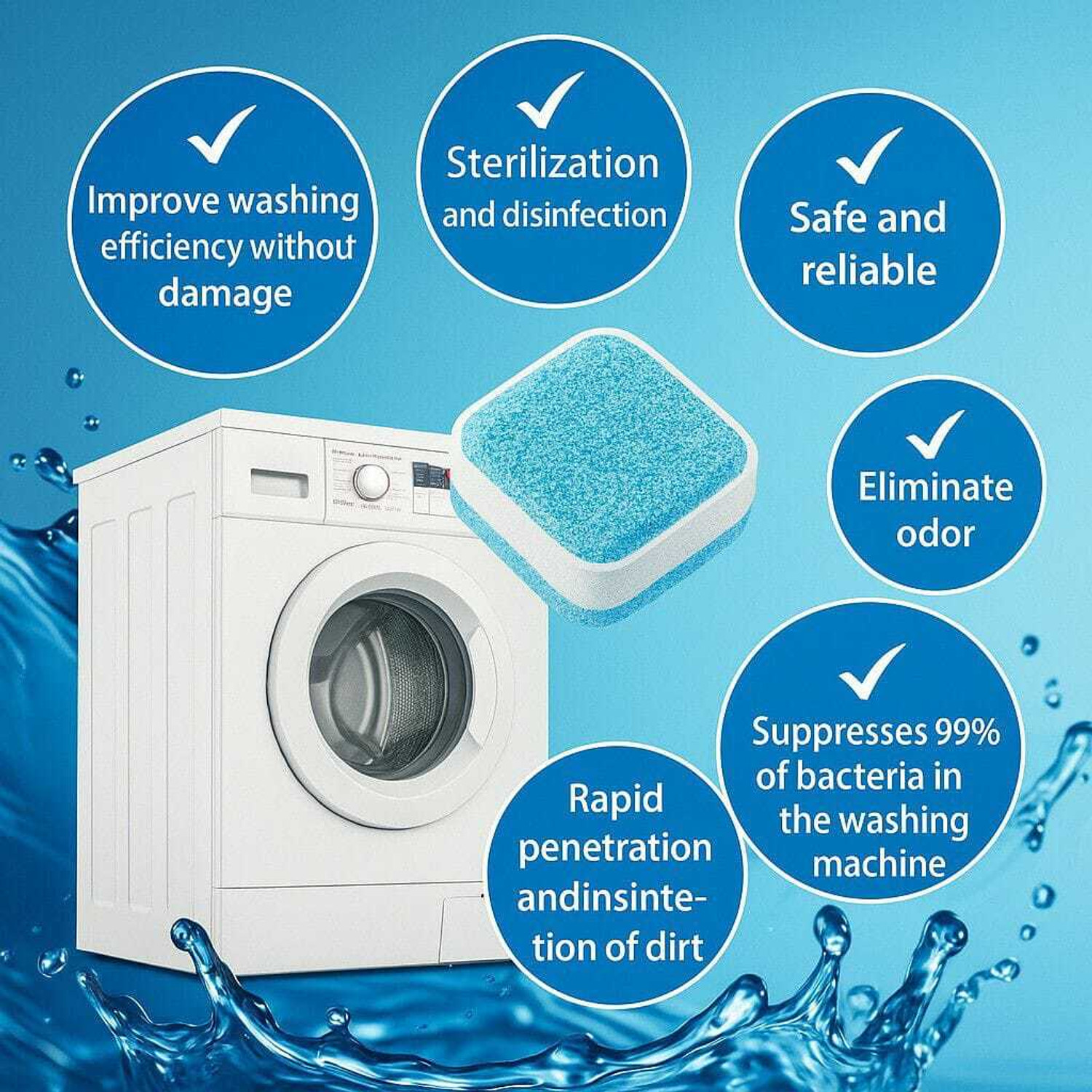 Image of DrumFresh 60 Pcs Top-Load & Front-Load Washing Machine Cleaner Tablets | Deep Clean Dishwashing Detergent