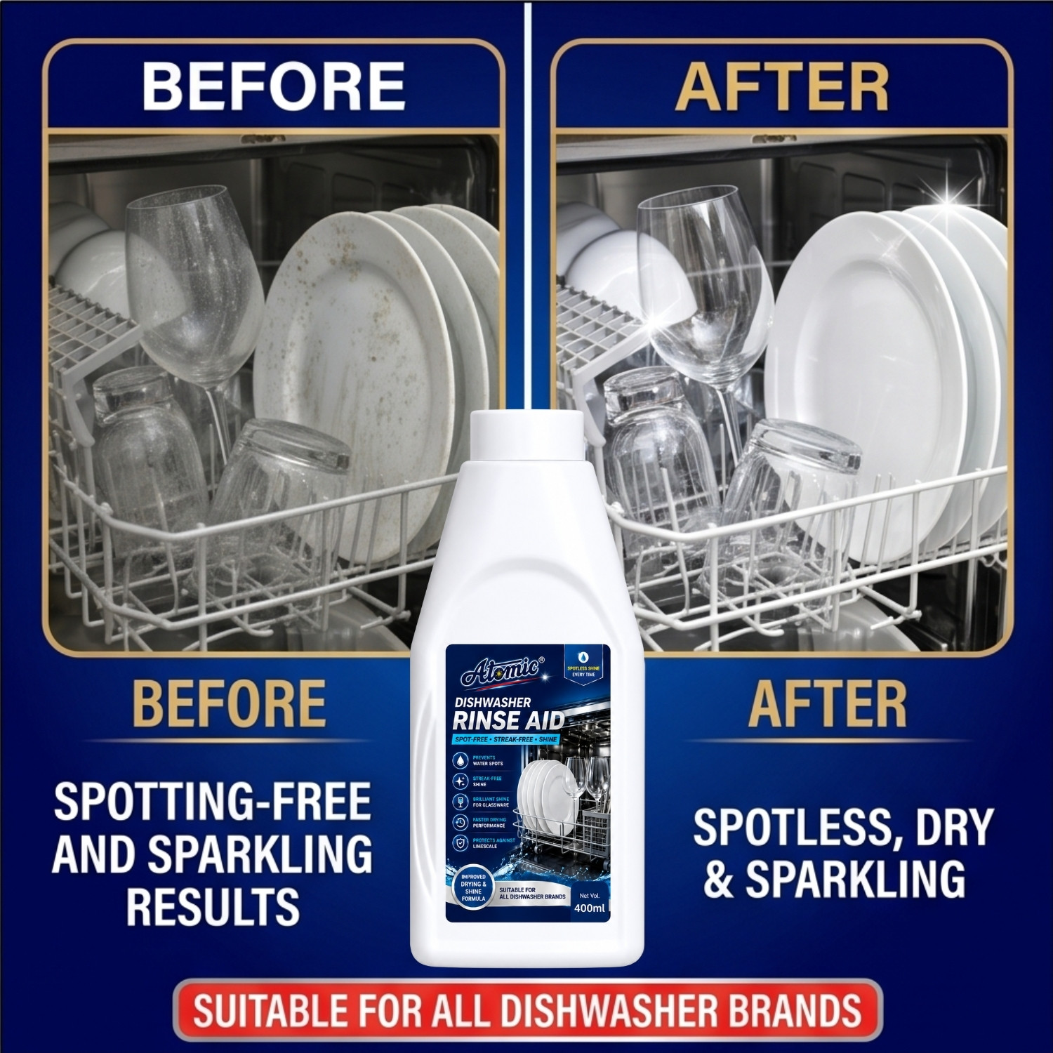 Image of ATOMIC Dishwasher Combo Pack (Detergent, Salt and Rinse Aid) Dishwashing Detergent