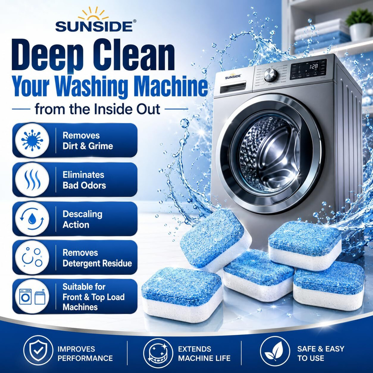 Image of Scalegoan Washing Machine Cleaner Tablets - 51 Pack Dishwashing Detergent