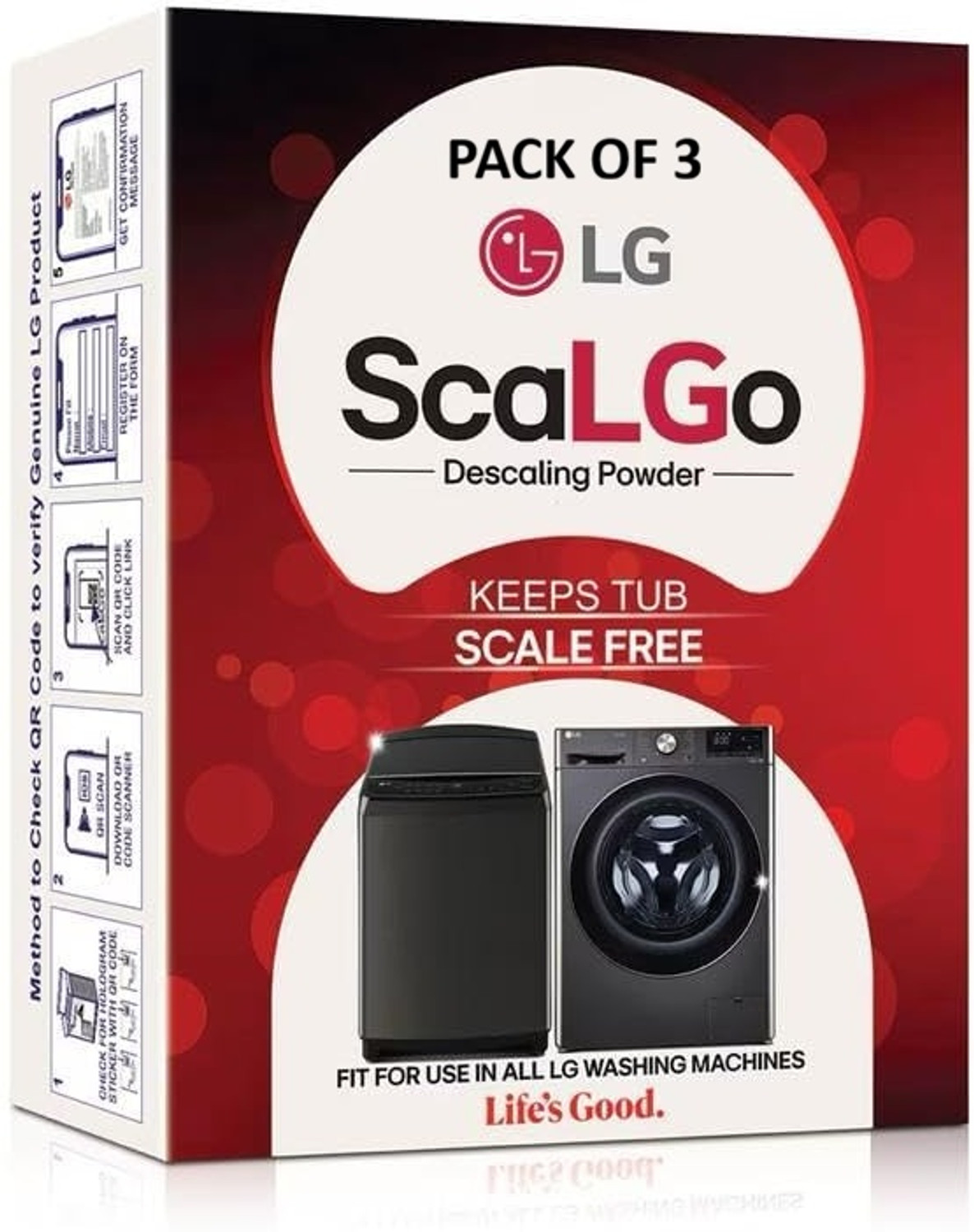 Image of LG ScaLGo Washing Machine Cleaner Descaling Powder for Front Load and Top Load Dishwashing Detergent