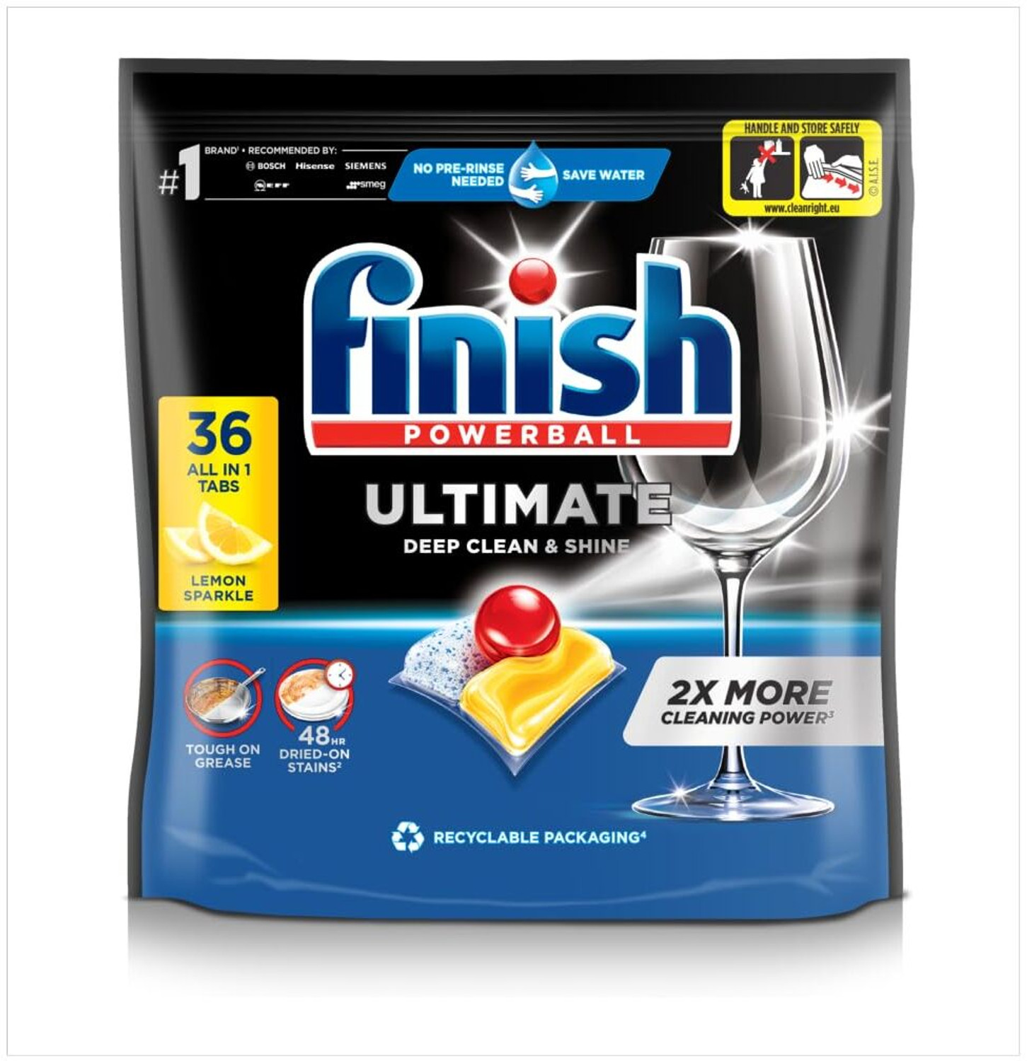 Image of Finish Ultimate All in One Dishwasher Tablets 36 Lemon Dishwashing Detergent