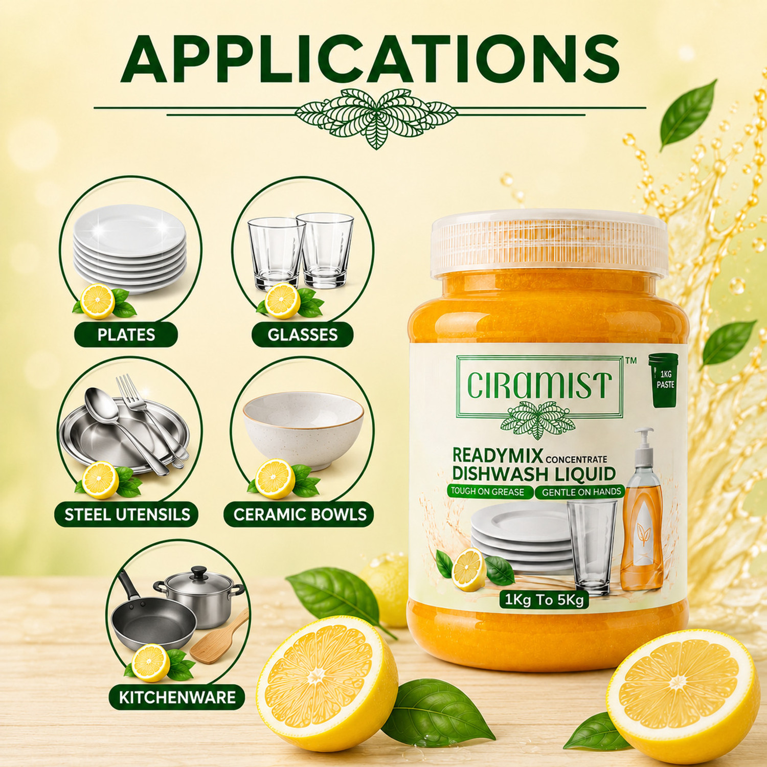 Image of CIRAMIST DIY DISHWASH CONCENTRATE PASTE 1KG TO MAKE 5KG LIQ Dishwashing Detergent (1000 ml)