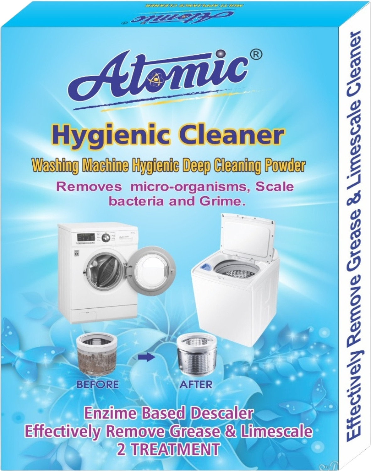 Image of ATOMIC Washing Machine Hygienic Deep Cleaning Powder 150 GM X 2 = 300gm Stain Remover