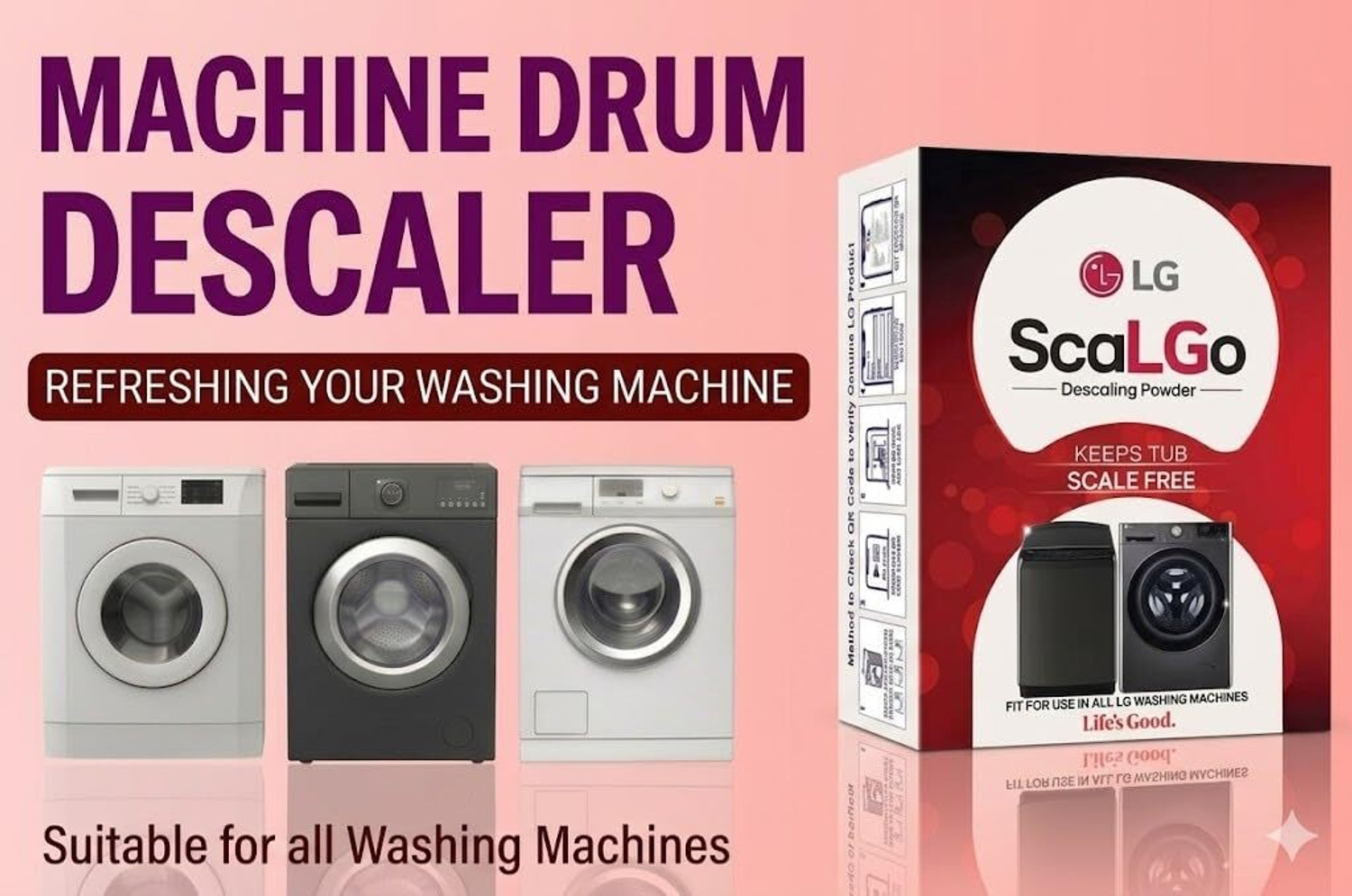 Image of LG ScaLGo Washing Machine Cleaner Descaling Powder for Front Load and Top Load Dishwashing Detergent