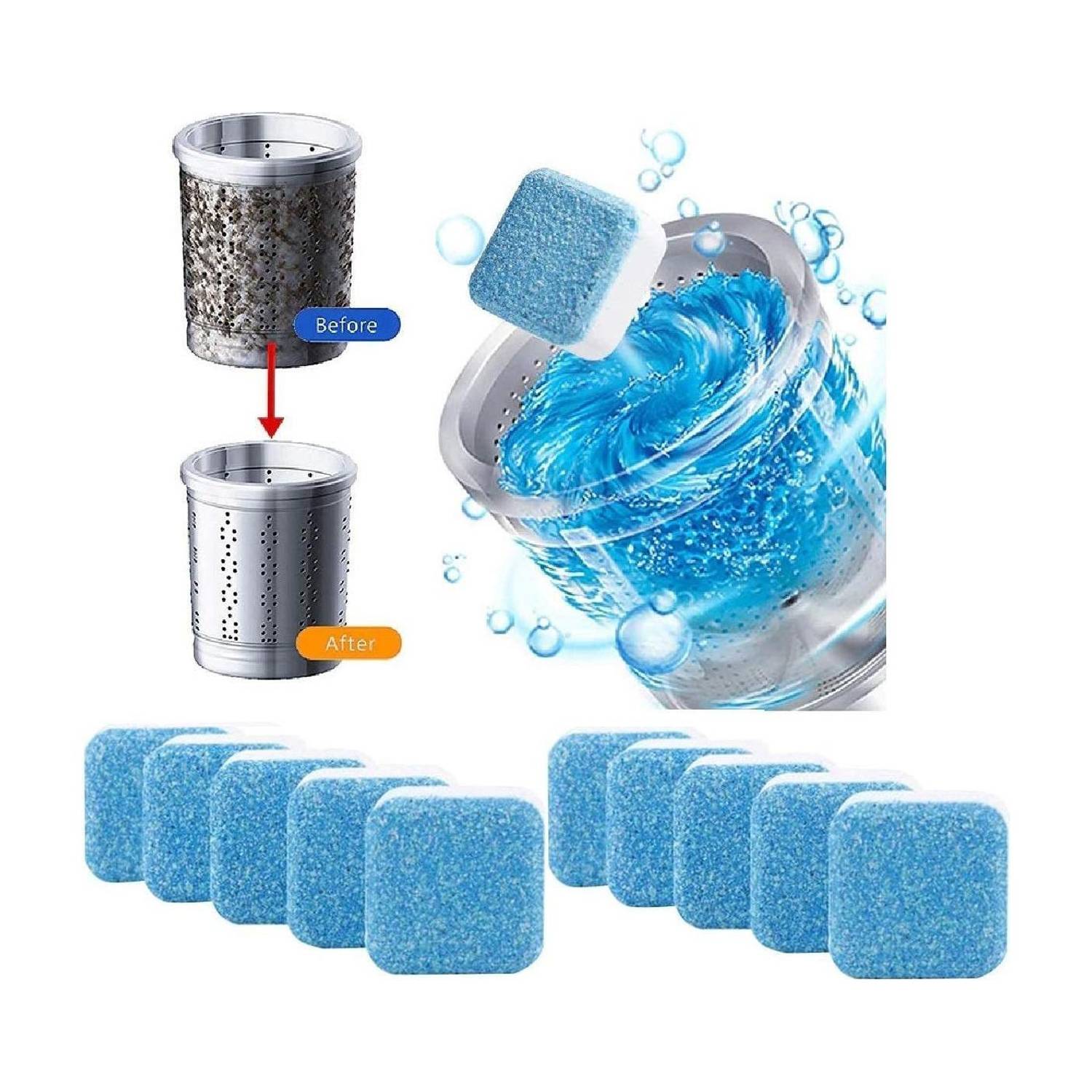 ALPHA 20 Pcs Washing Machine Deep Cleaner Effervescent Tablet for All Company’s Front and Top Load Machine, Descaling Powder Tablet for Perfectly Cleaning of Tub & Drum Stain Remover Washer Dishwashing Detergent