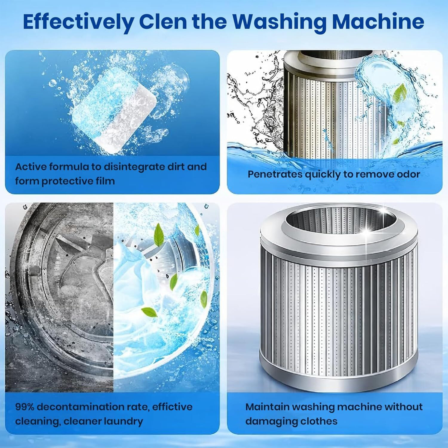 Image of Fivora Washing Machine Cleaner 50 Tablets, Deep Cleaning Tablets Dishwashing Detergent