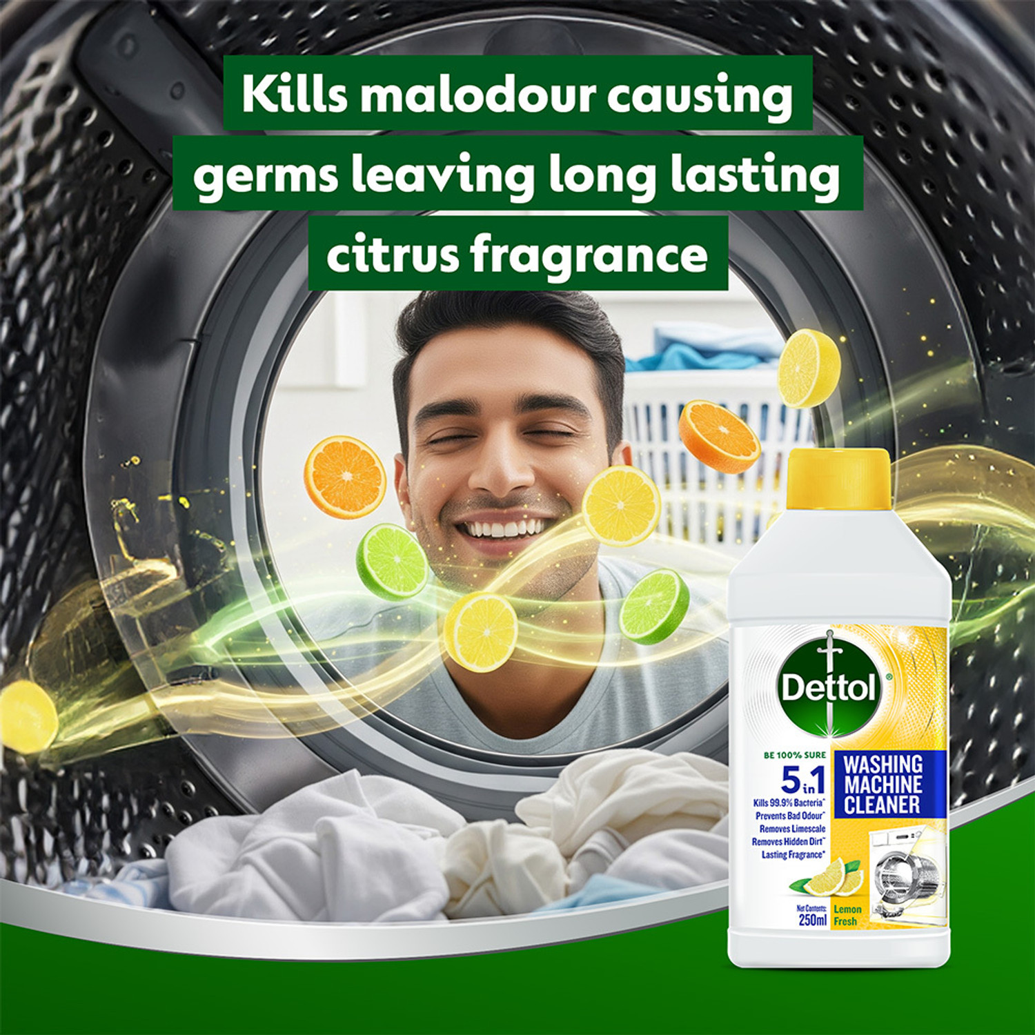 Image of Dettol 5 in 1 Washing Machine Cleaner Lemon Dishwashing Detergent
