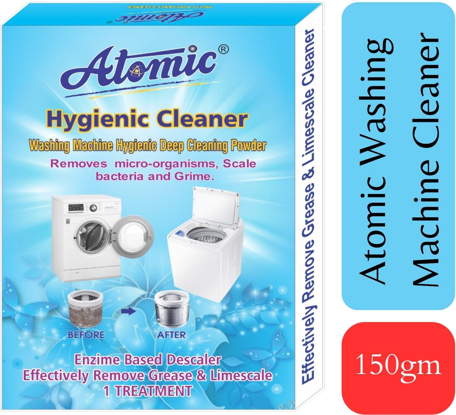 ATOMIC Washing Machine Tub and Drum Cleaning Powder 150 gm Dishwa