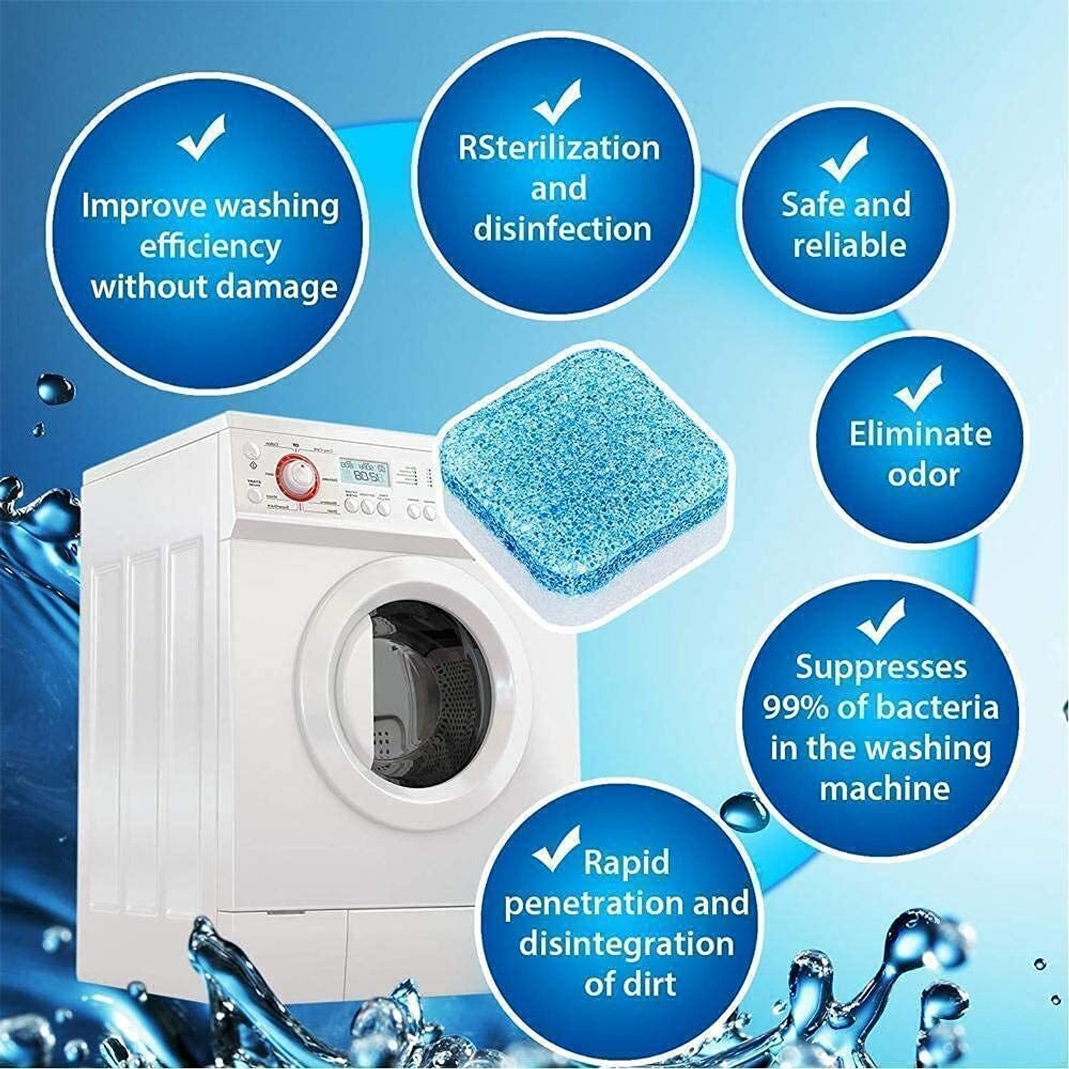 Image of Fivora Washing Machine Cleaner 50 Tablets, Deep Cleaning Tablets Dishwashing Detergent