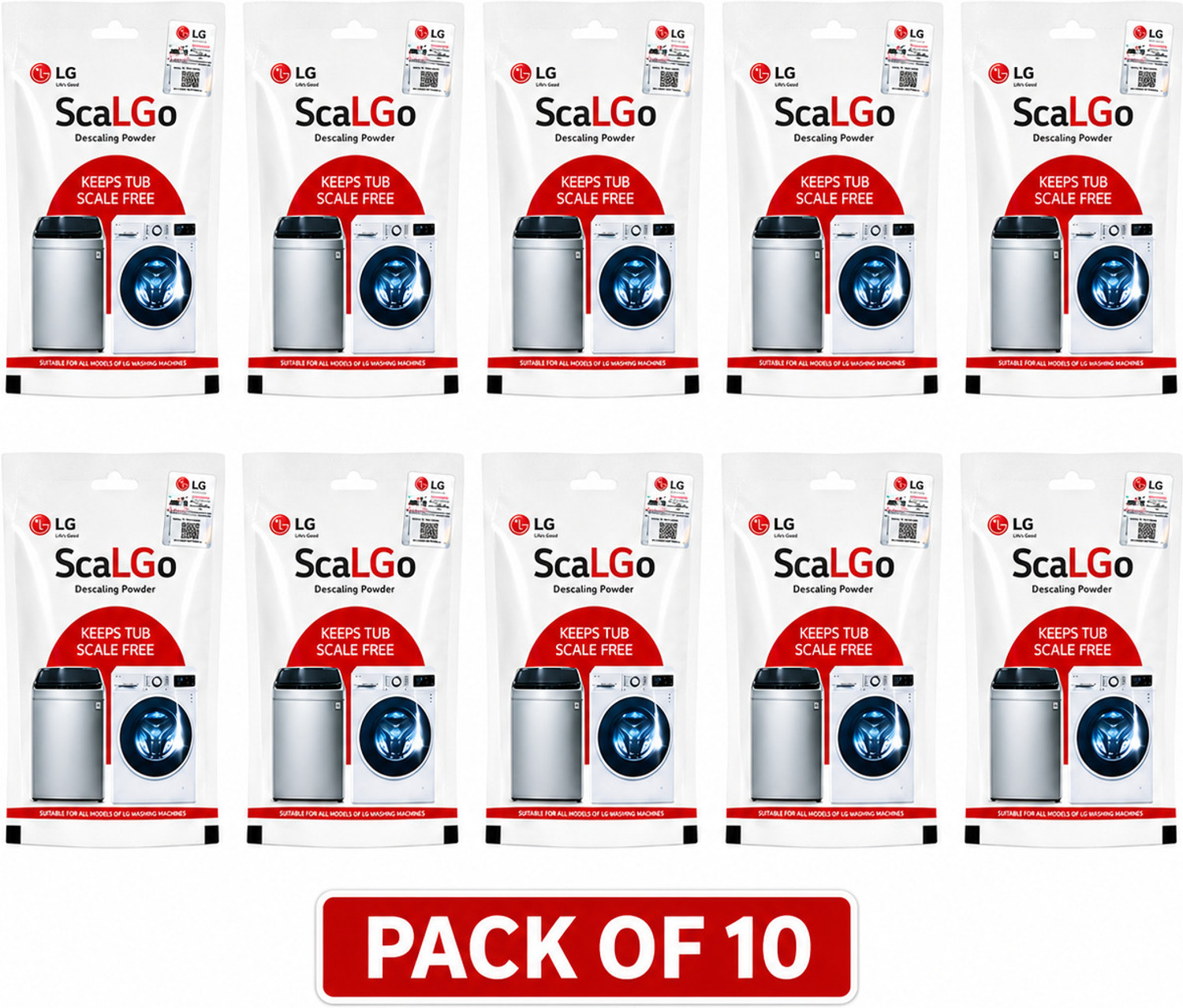 Image of hias L G ScaL Go Descaling Washing Machine Cleaner and Descaler Powder (Pack of 10) Dishwashing Detergent