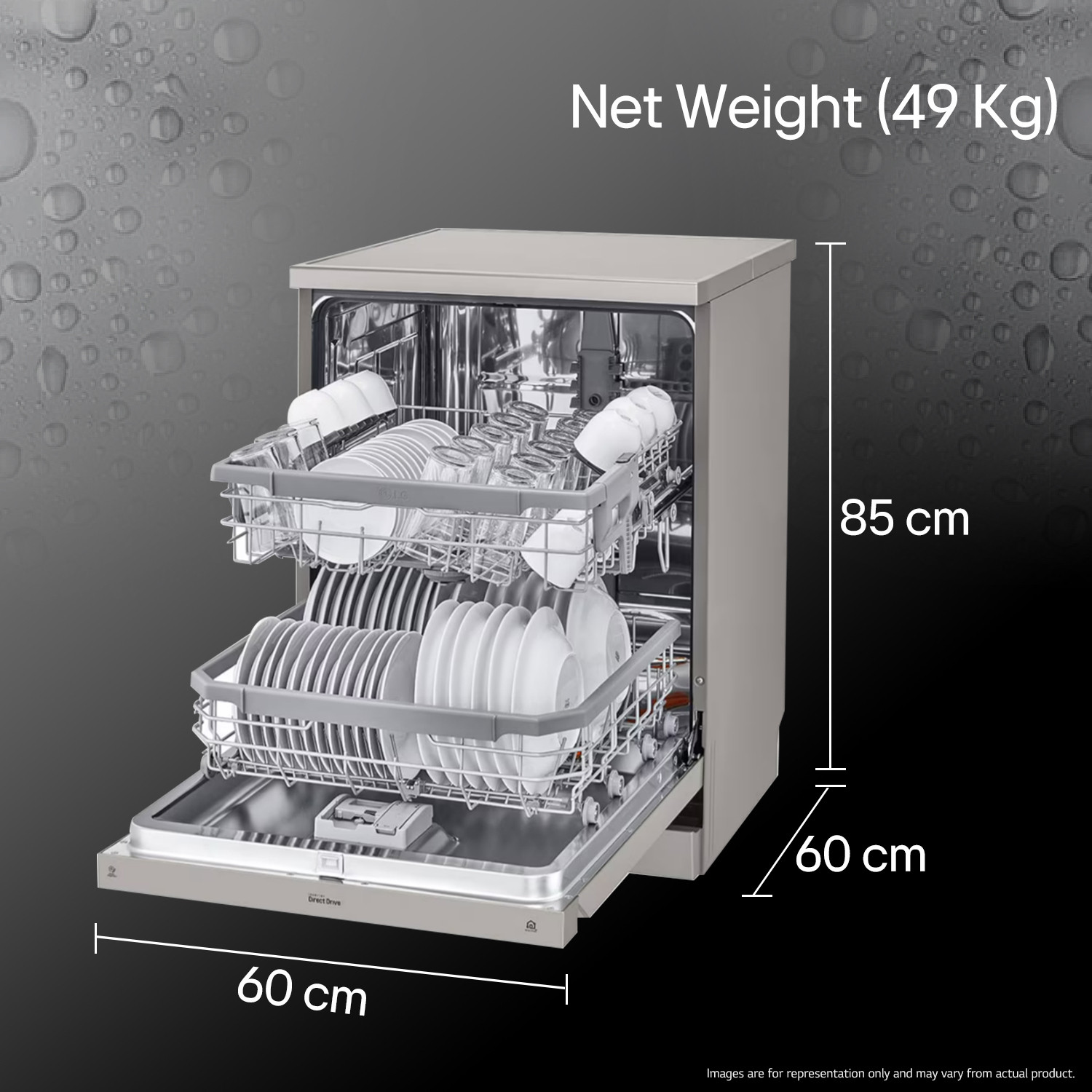 Image of LG DFB424FP Free Standing 14 Place Settings Intensive Kadhai Cleaning| No Pre-rinse Required Dishwasher