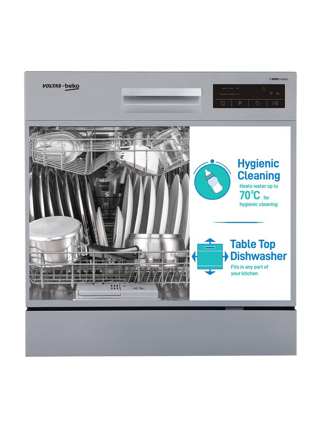 Voltas Beko by A TATA Product DT8S Free Standing 8 Place Settings Dishwasher