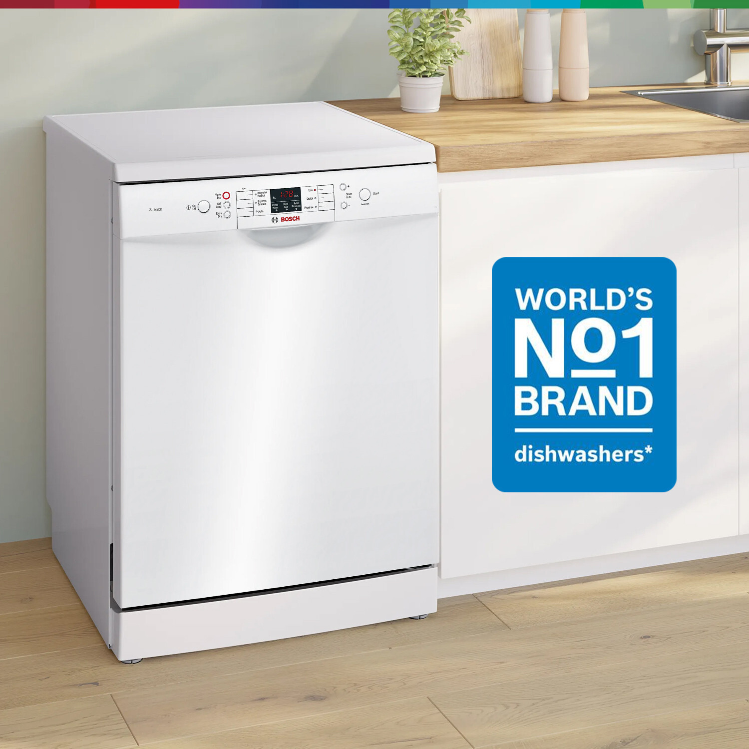 Image of BOSCH SMS66GW01I Free Standing 13 Place Settings Intensive Kadhai Cleaning| No Pre-rinse Required Dishwasher