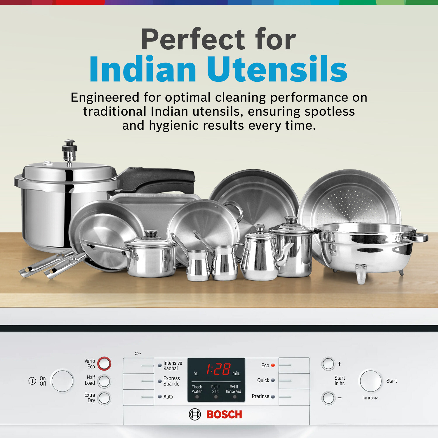 Image of BOSCH SMS66GW01I Free Standing 13 Place Settings Intensive Kadhai Cleaning| No Pre-rinse Required Dishwasher