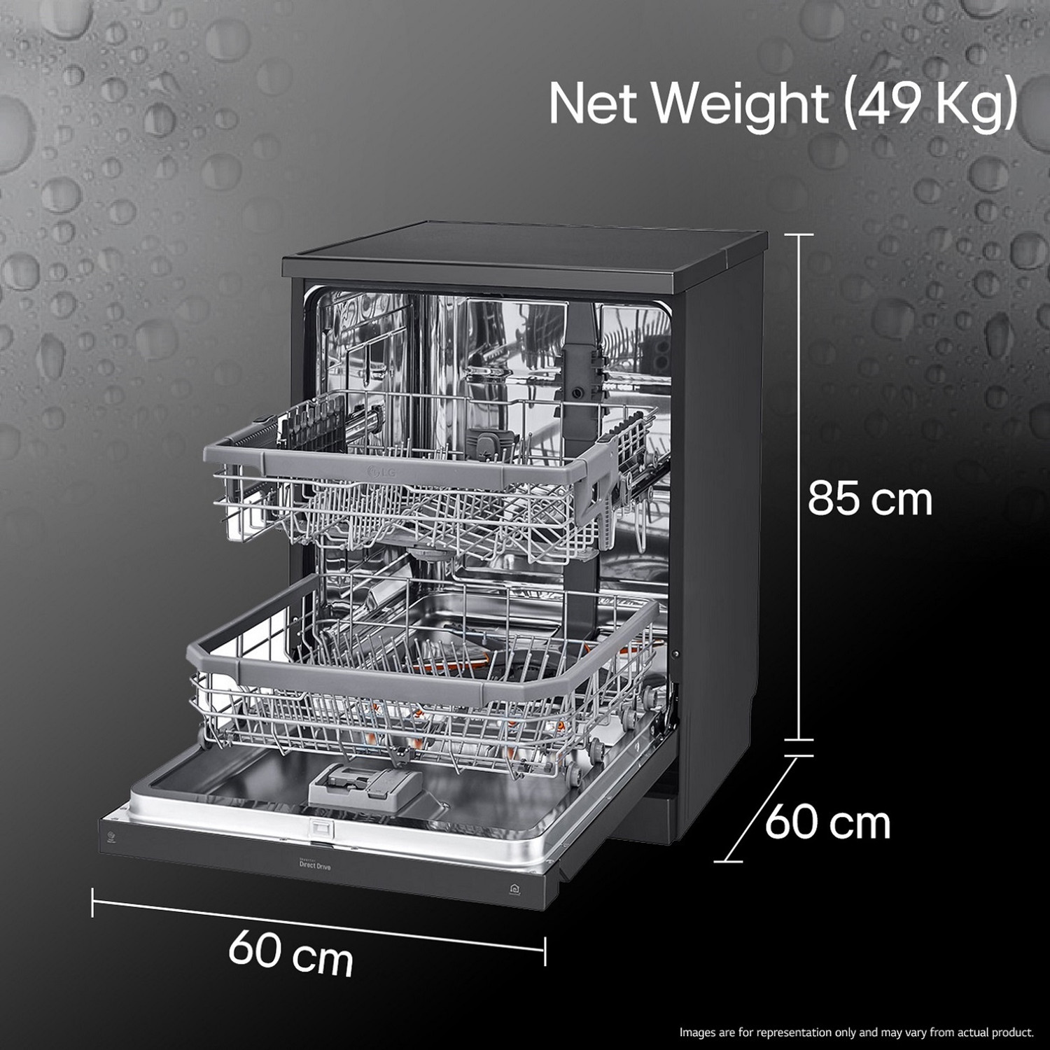 Image of LG DFB424FM Free Standing 14 Place Settings with Wi-Fi , TrueSteam, QuadWash, Inverter Direct Drive, East Rack Plus Dishwasher