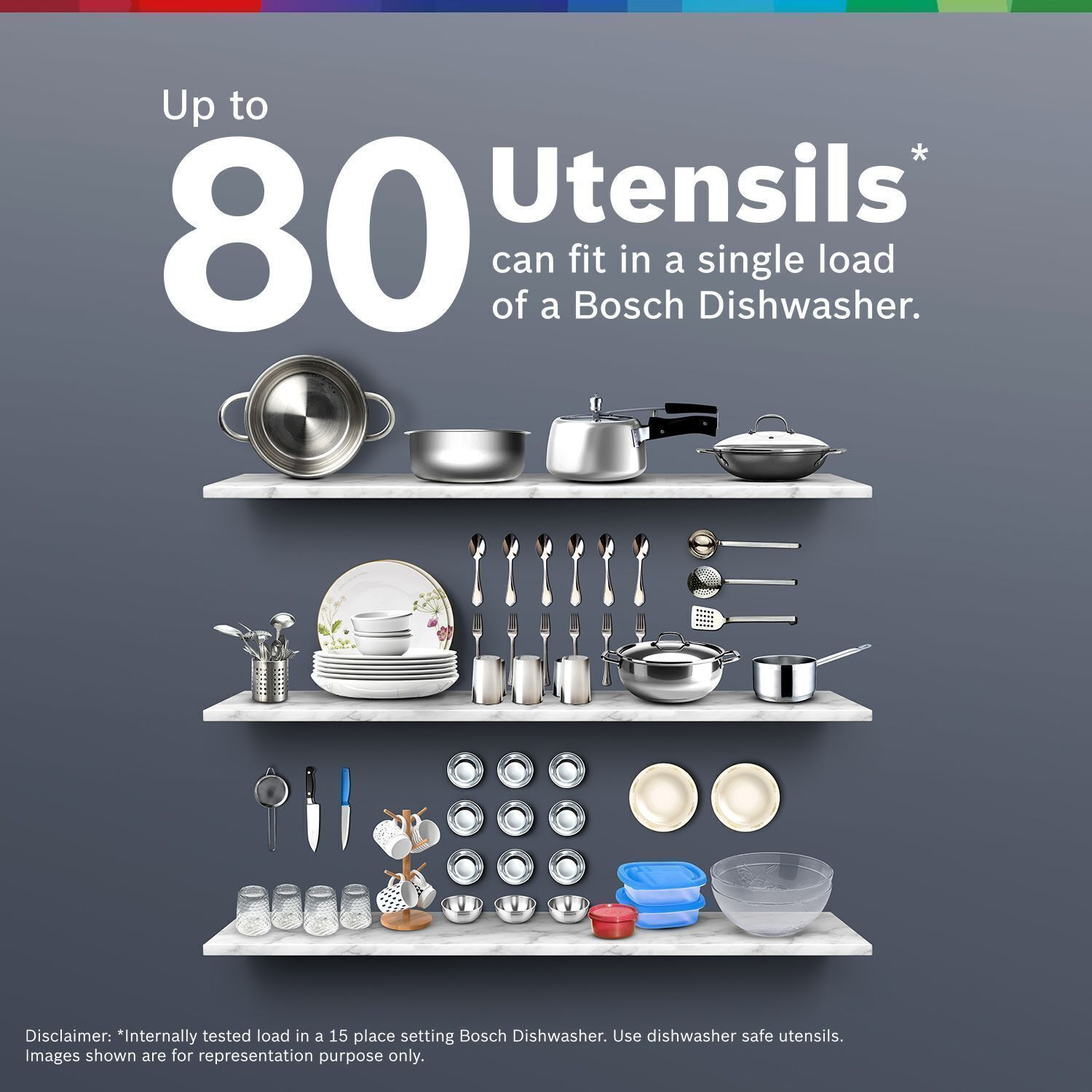 Image of BOSCH SMS46KI03I Free Standing 15 Place Settings Intensive Kadhai Cleaning| No Pre-rinse Required Dishwasher