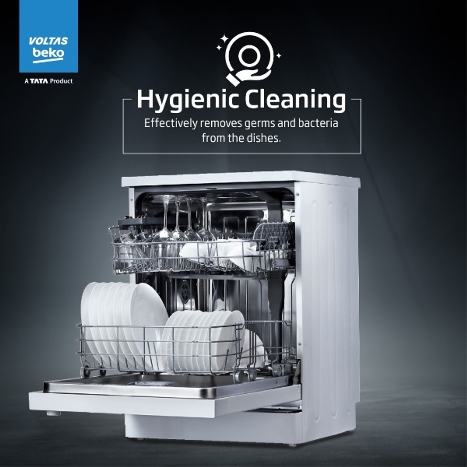 Image of Voltas Beko DF14S3 Free Standing 14 Place Settings Dishwasher