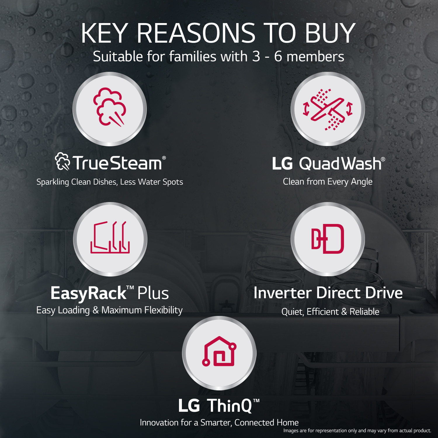 Image of LG DFB424FP Free Standing 14 Place Settings Intensive Kadhai Cleaning| No Pre-rinse Required Dishwasher