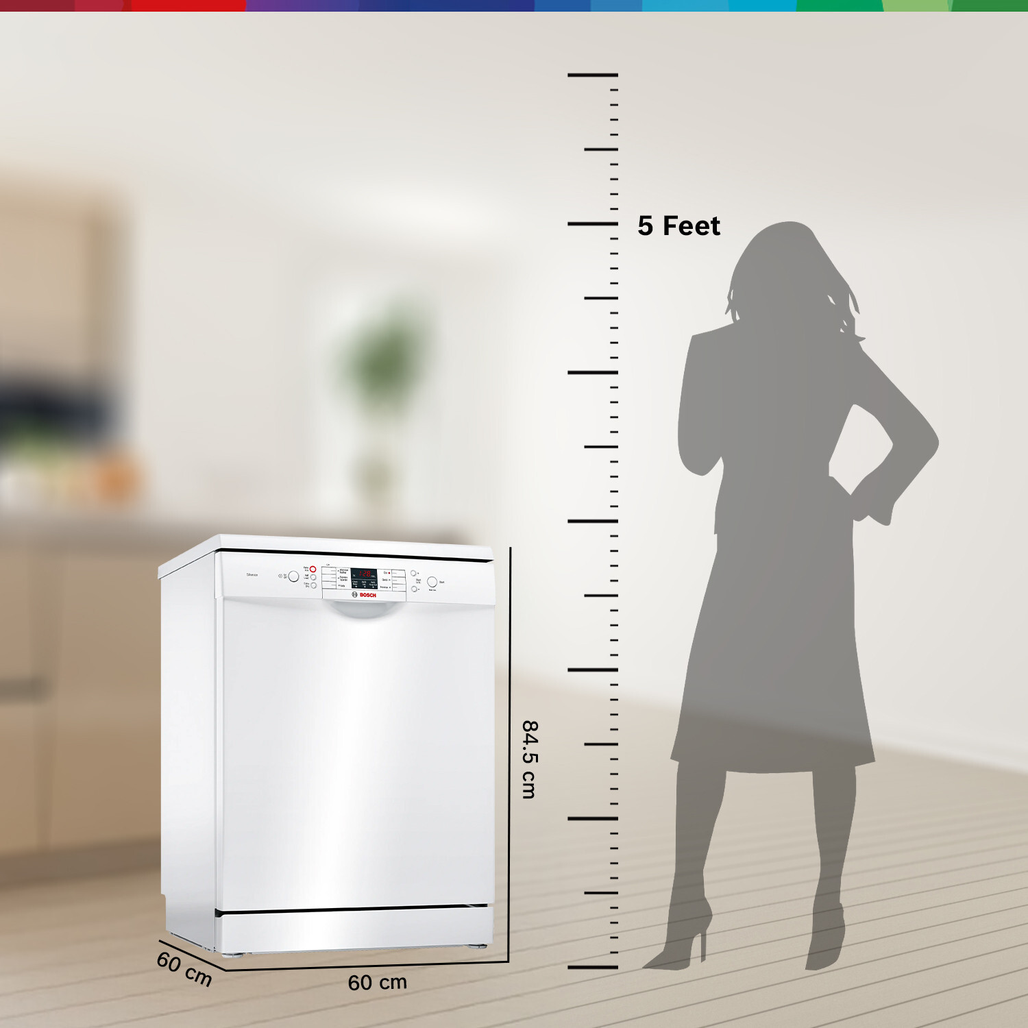 Image of BOSCH SMS66GW01I Free Standing 13 Place Settings Intensive Kadhai Cleaning| No Pre-rinse Required Dishwasher