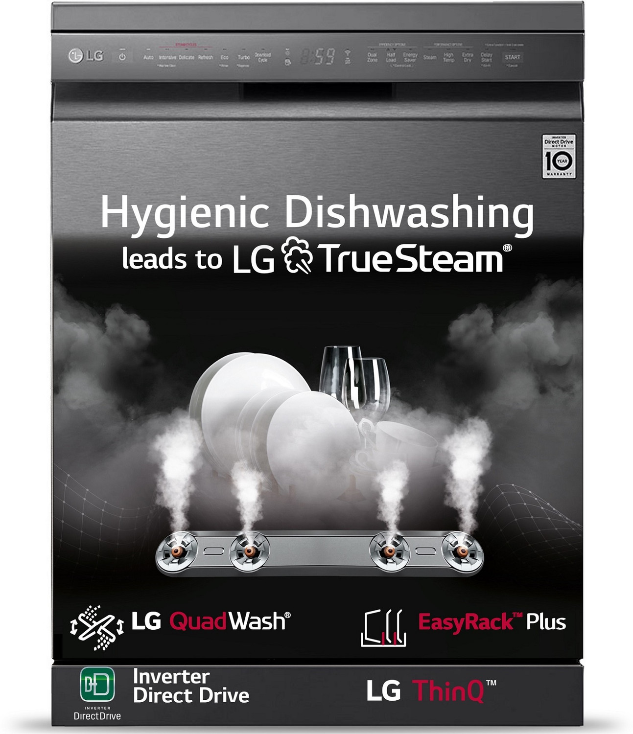 Image of LG DFB424FM Free Standing 14 Place Settings with Wi-Fi , TrueSteam, QuadWash, Inverter Direct Drive, East Rack Plus Dishwasher