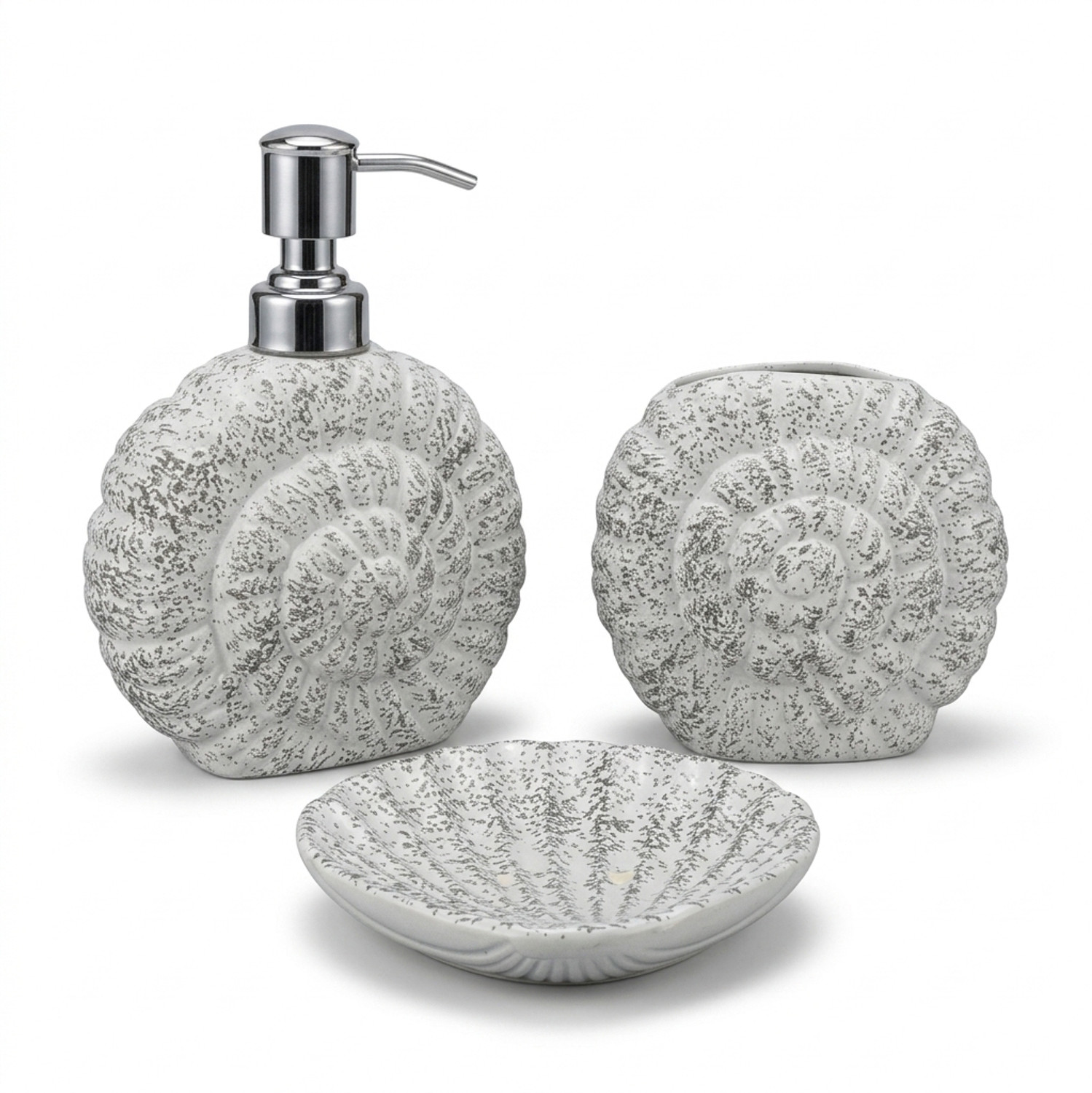 Image of Cerique Ceramic Bathroom Accessories Set Liquid Dispenser soap Tray Toothbrush Holder Ceramic Bathroom Set