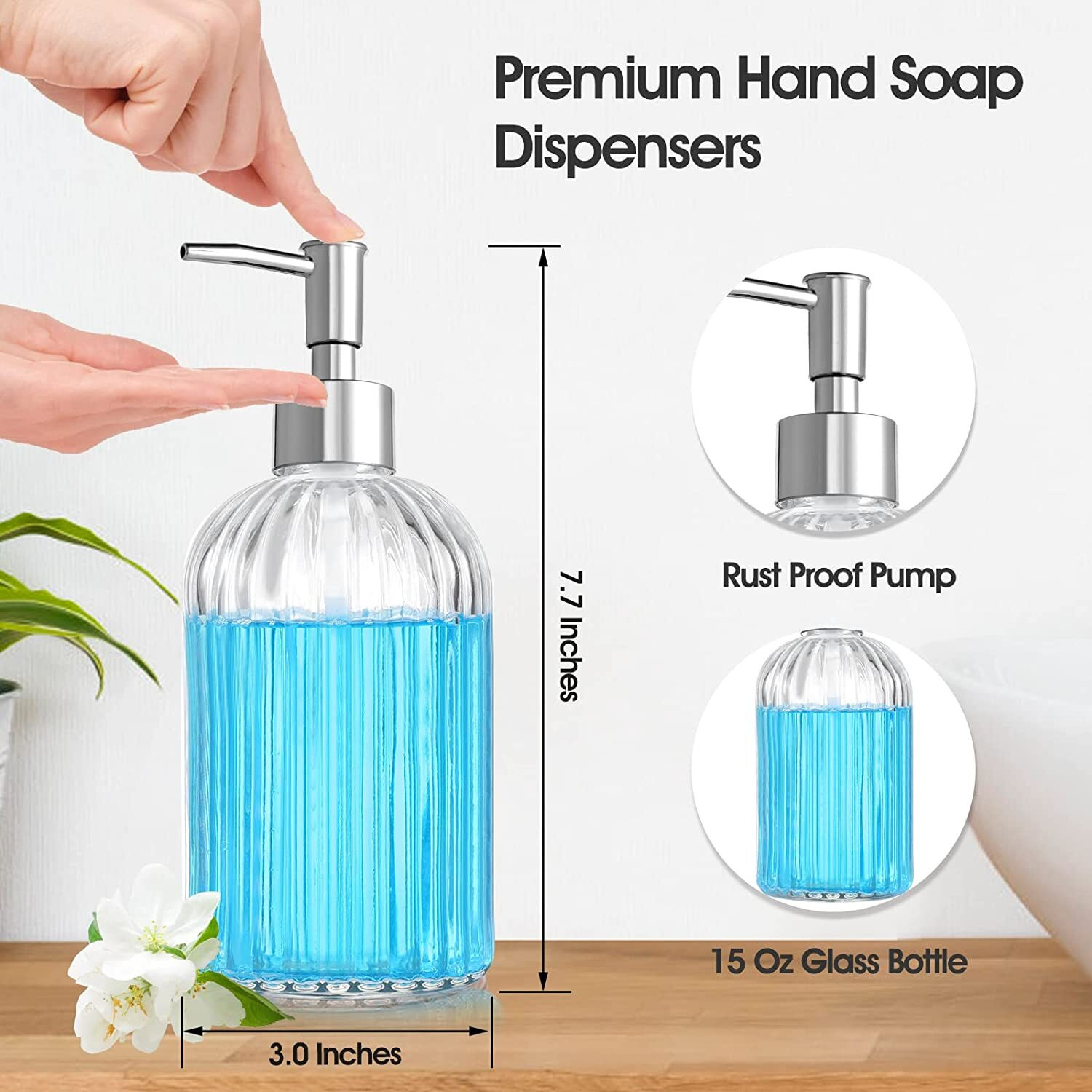Image of ORLUXE ORLUXE Glass Soap Dispenser 400ml each Glass Bathroom Set
