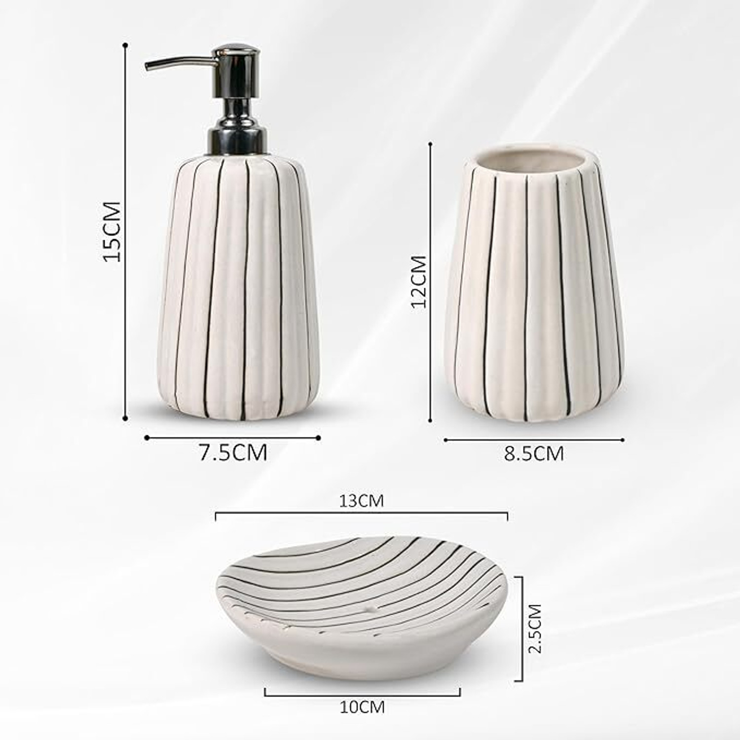 Image of Alpha Enterprises Luxury Bathroom Accessory Set of 3 Pcs | Ideal for Hotel , Home , Guest Room Ceramic Bathroom Set