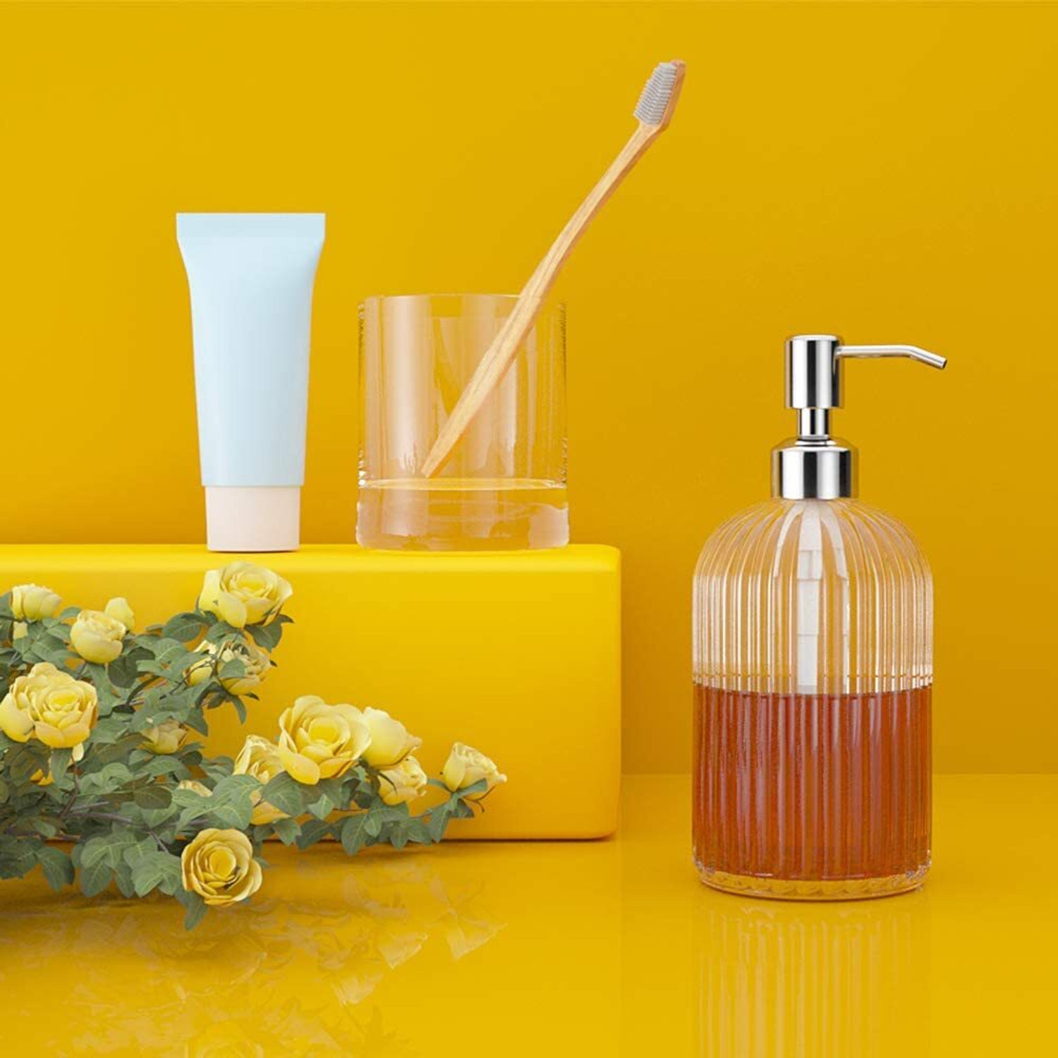 Image of ORLUXE ORLUXE Glass Soap Dispenser 400ml each Glass Bathroom Set