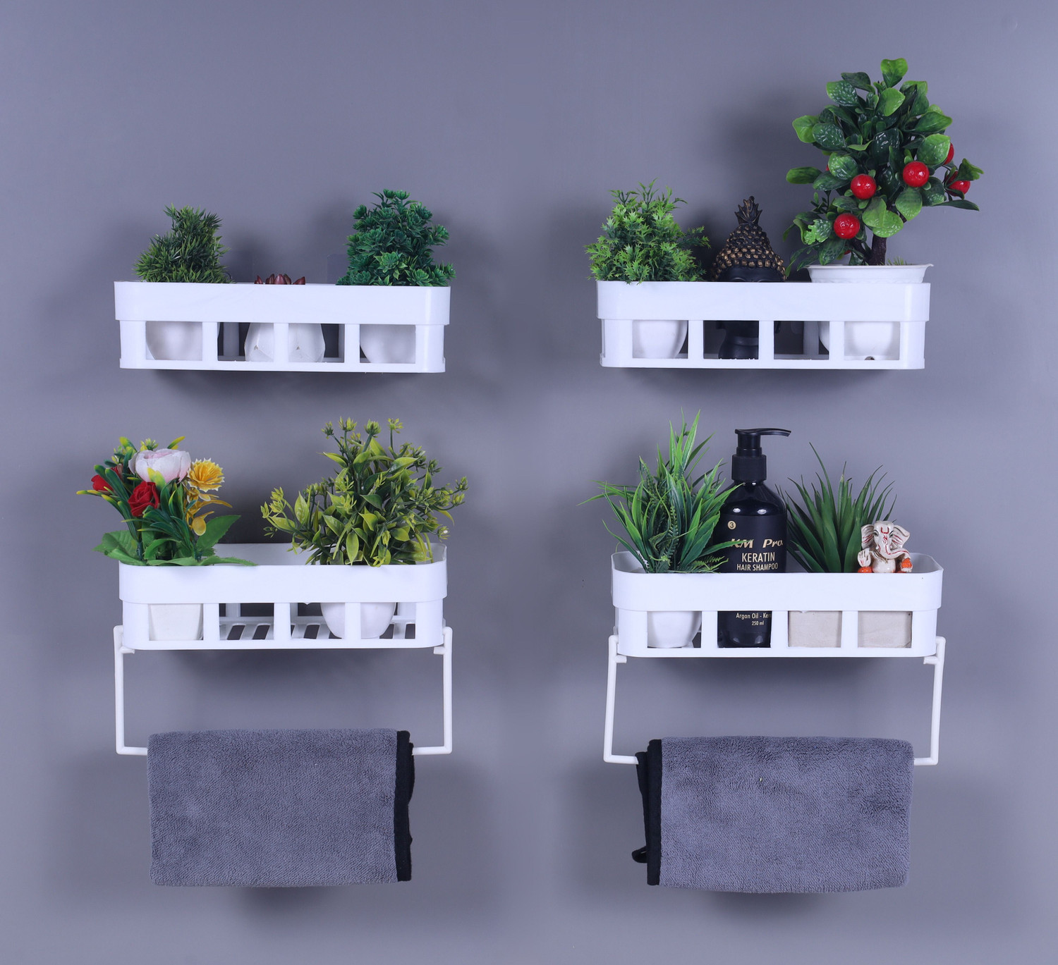 Image of COFP 6pcs Bathroom Shelf /Soap Stand /Bathroom Accessories /Plastic Bathroom Set(white) Plastic Bathroom Set