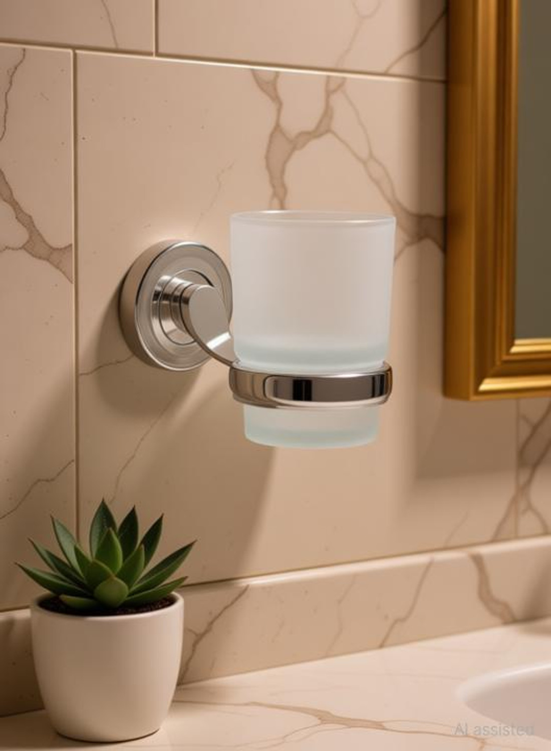 Image of QUXOZO Aluminium, Glass, Stainless Steel Toothbrush Holder