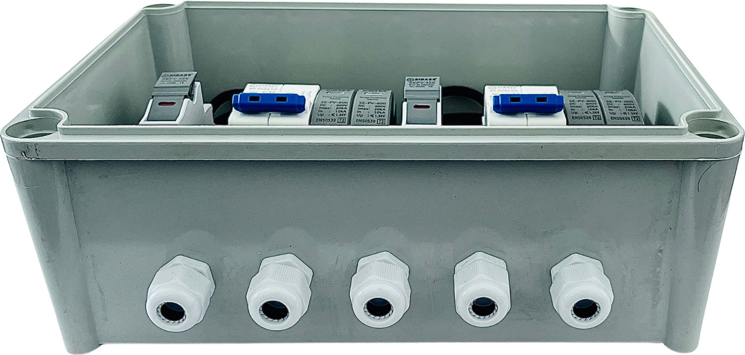 Image of DAYSTAR SOLAR DCDB BOX 2 IN 2 OUT 32A 2 POLE 800V MCB, 30A DC FUSE /1000V ,600 VDC DC SPD Distribution Board