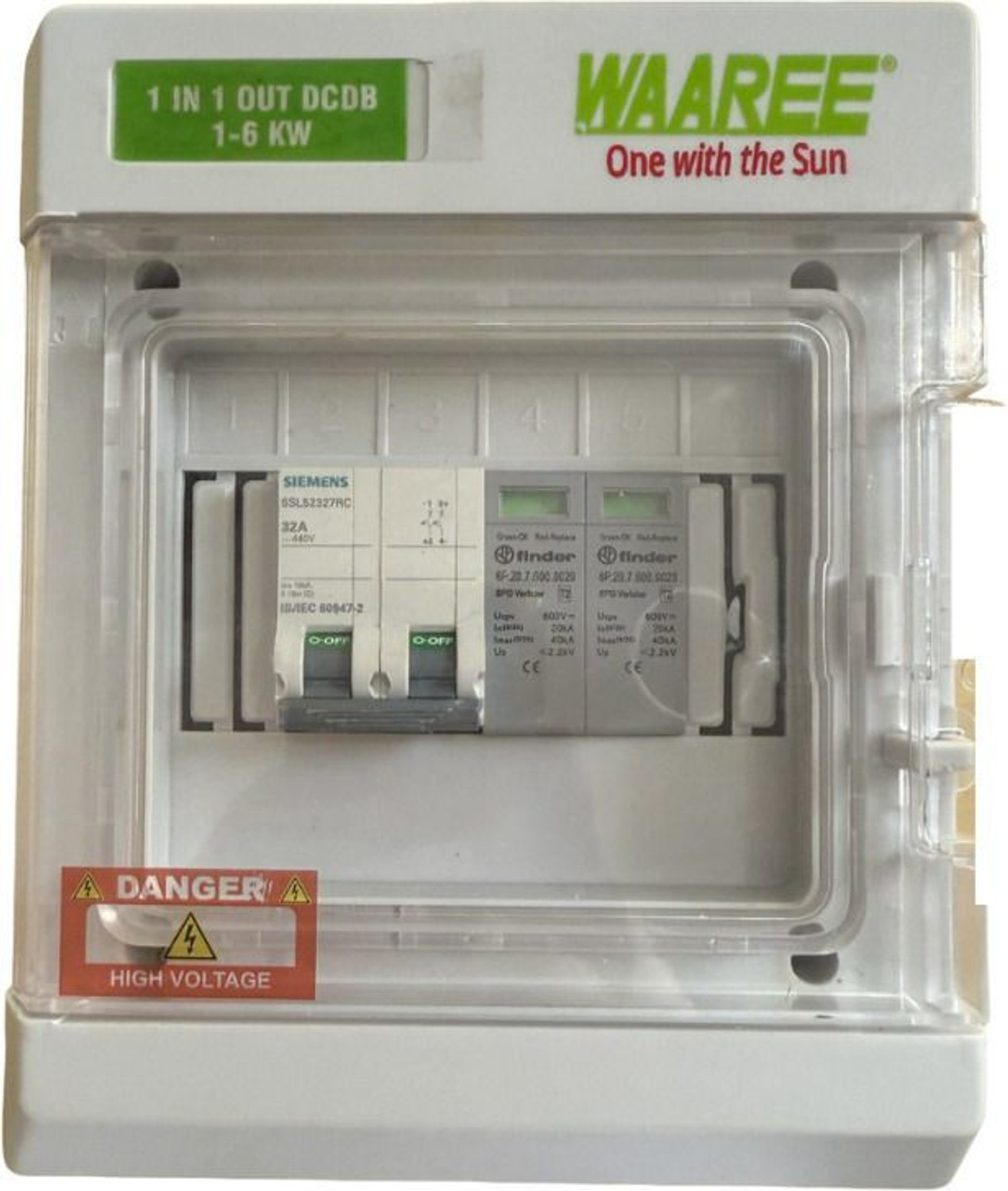 Image of WAAREE DCDB 1-6kW- 1 In 1 Out Single Phase MCB SPD Open Door Solar Distribution Board
