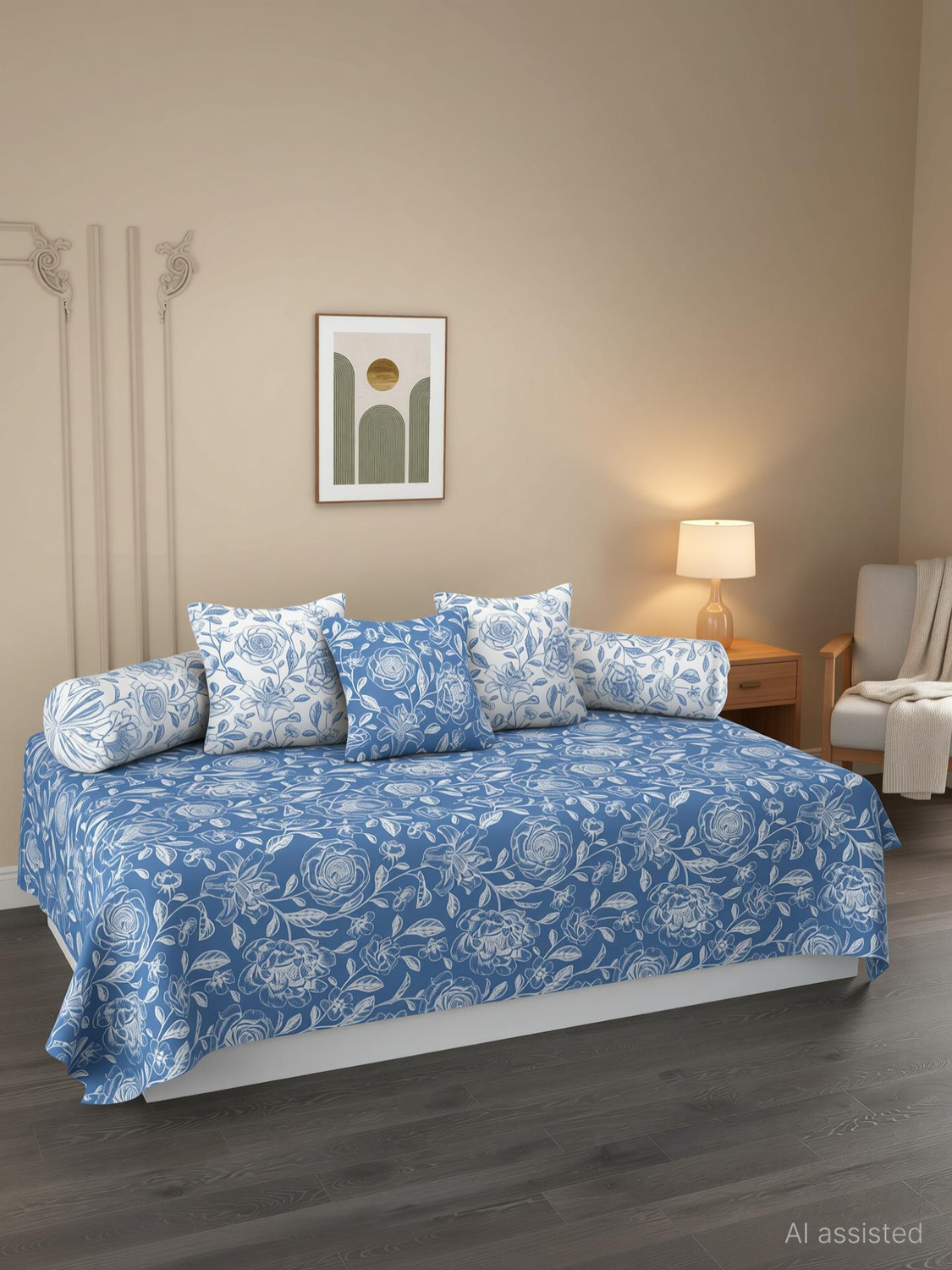 Image of HIDECOR Cotton Floral Diwan Set