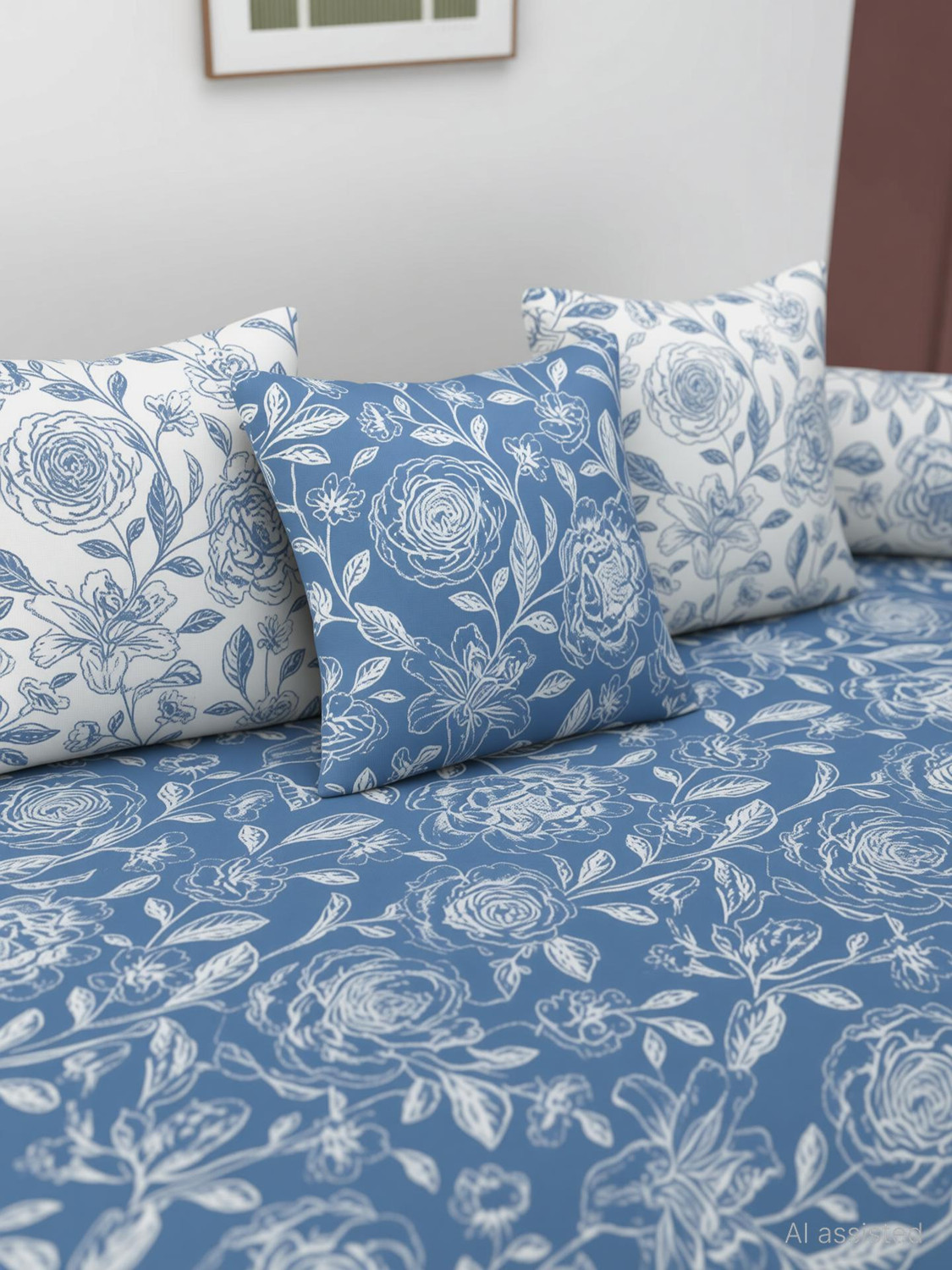 Image of HIDECOR Cotton Floral Diwan Set